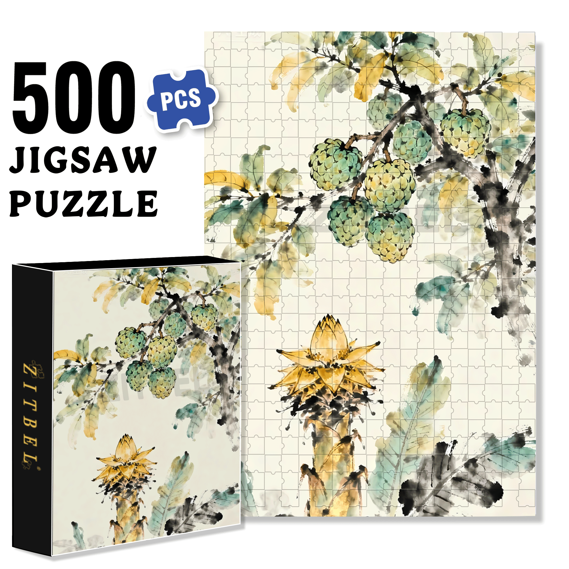 Guava 500pcs/1000pcs Jigsaw Puzzle, Scratch-Resistant, Interactive Family Game & Brain-Boosting DIY Decor, Perfect for Halloween, Christmas & New Year Gifts, Family Puzzle Game