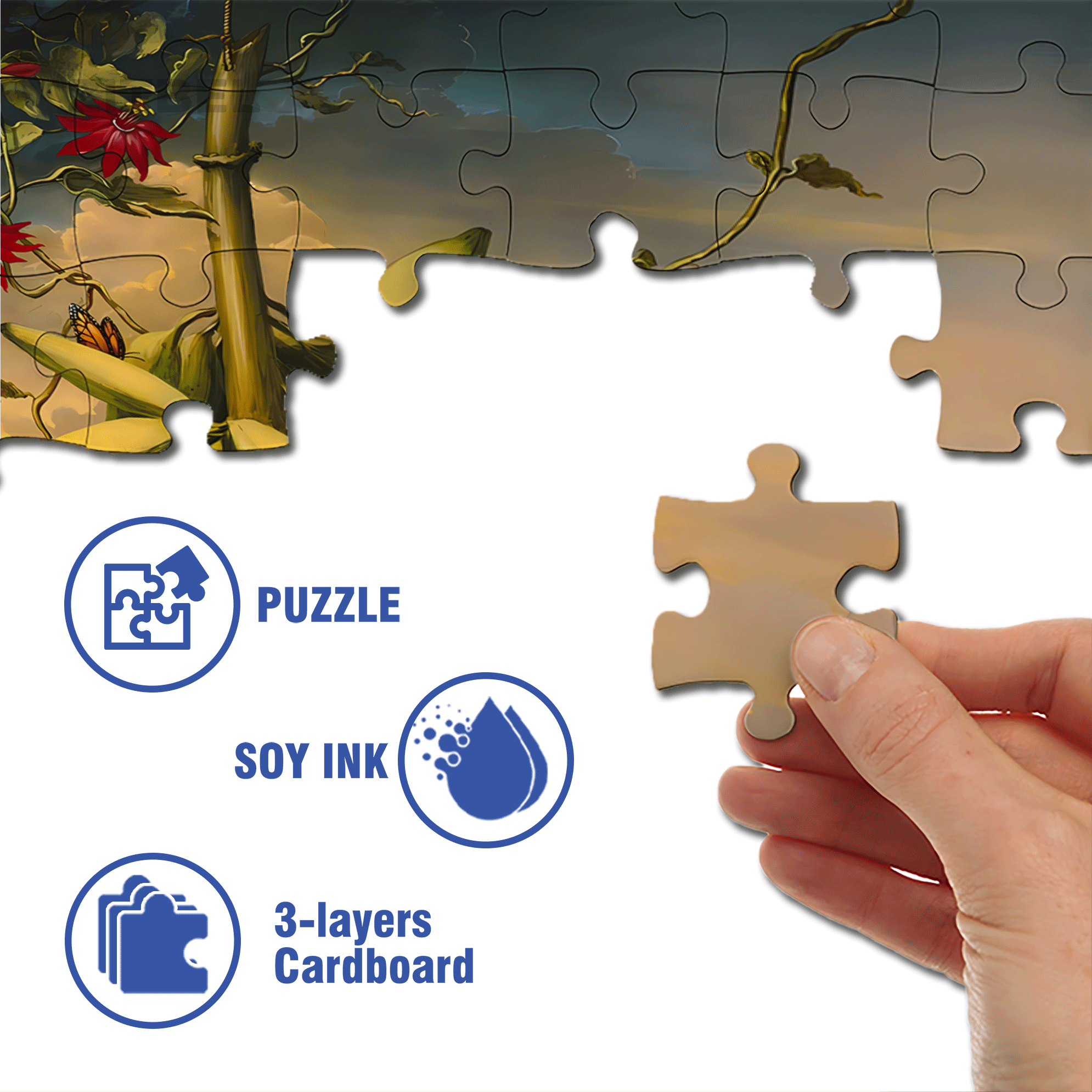 Hornbill and Fruit 500pcs/1000pcs Jigsaw Puzzle, Scratch-Resistant, Interactive Family Game & Brain-Boosting DIY Decor, Perfect for Halloween, Christmas & New Year Gifts, Family Puzzle Game