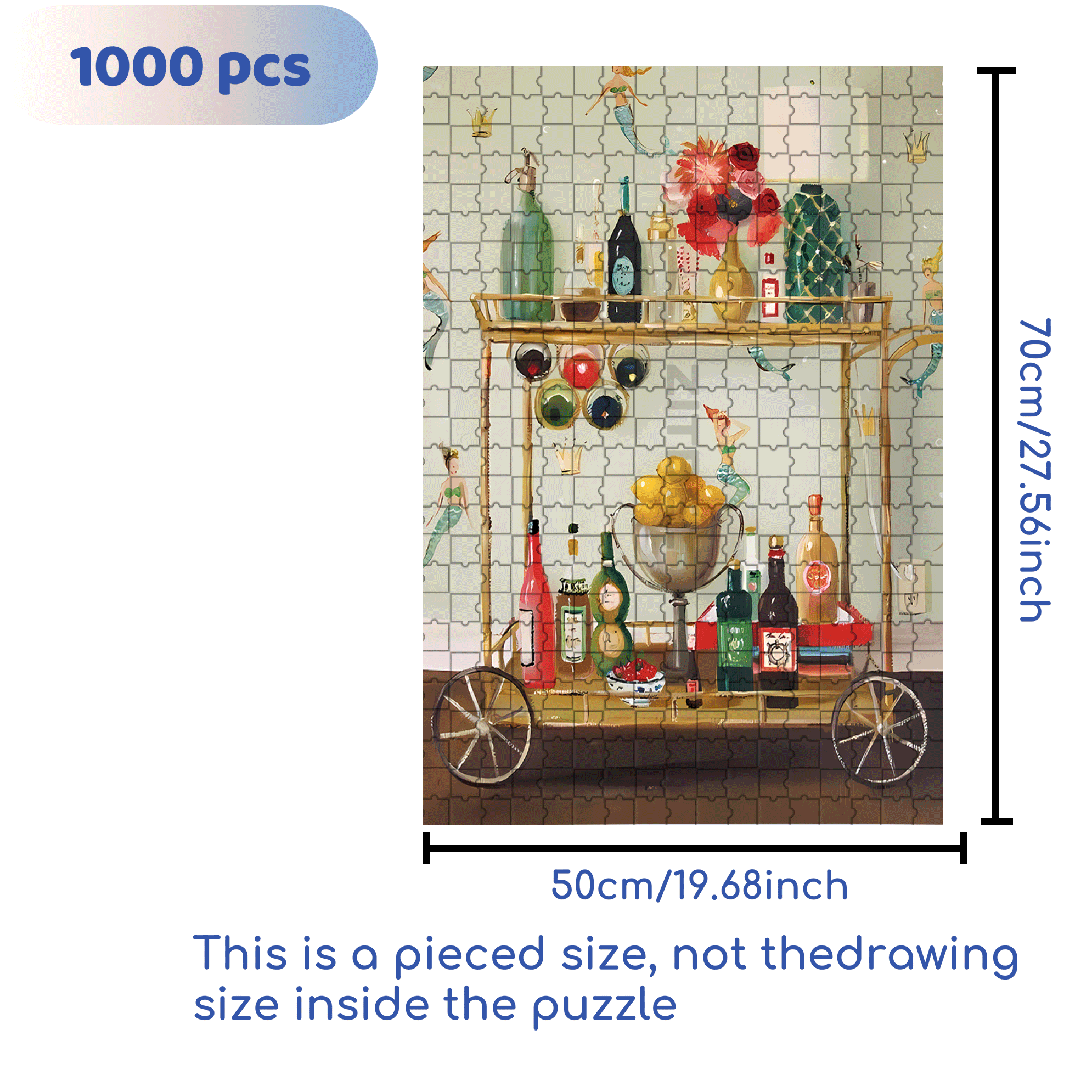Kitchen Cart 500pcs/1000pcs Jigsaw Puzzle, Scratch-Resistant, Interactive Family Game & Brain-Boosting DIY Decor, Perfect for Halloween, Christmas & New Year Gifts, Family Puzzle Game
