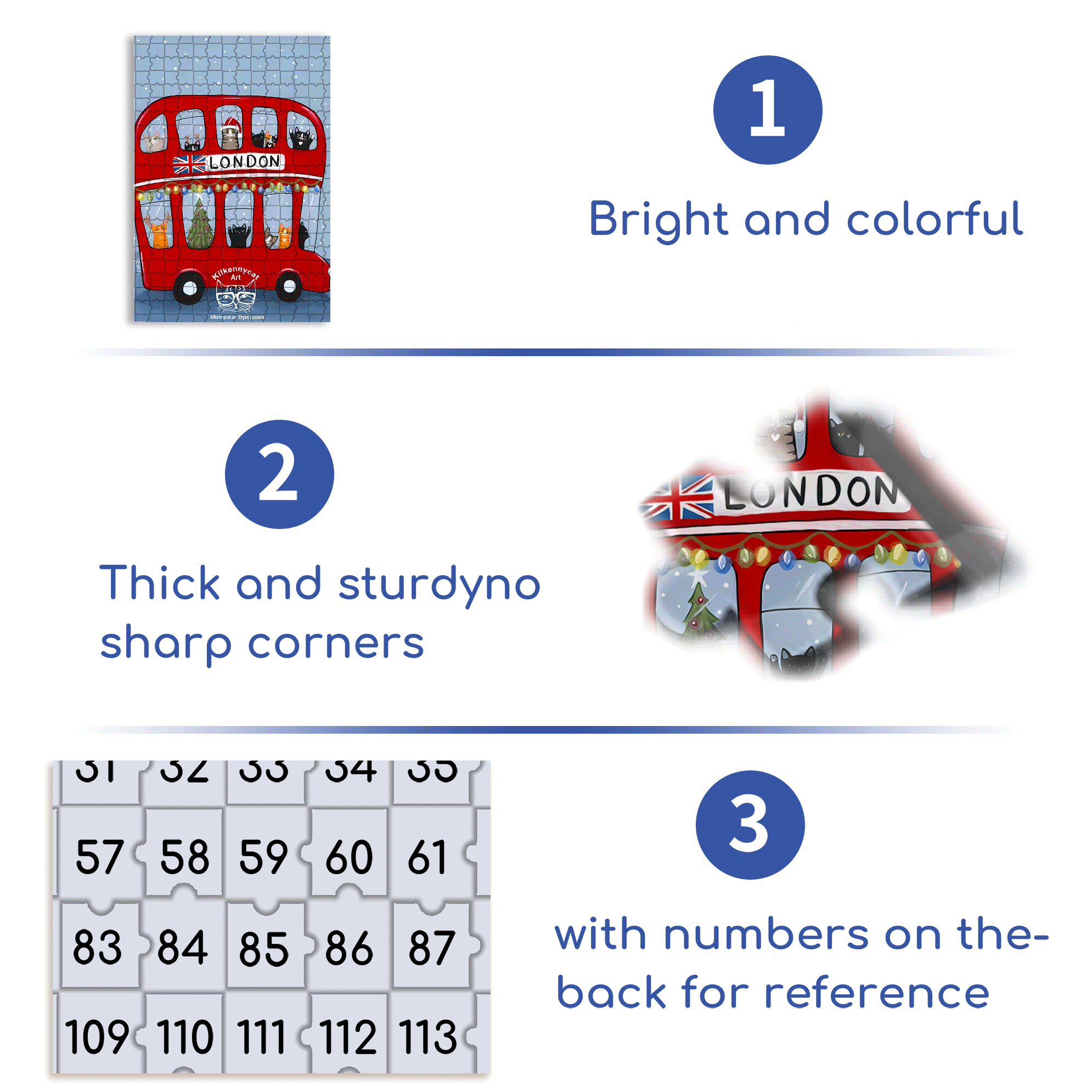 London Cat Bus 500pcs/1000pcs Jigsaw Puzzle, Scratch-Resistant, Interactive Family Game & Brain-Boosting DIY Decor, Perfect for Halloween, Christmas & New Year Gifts, Family Puzzle Game