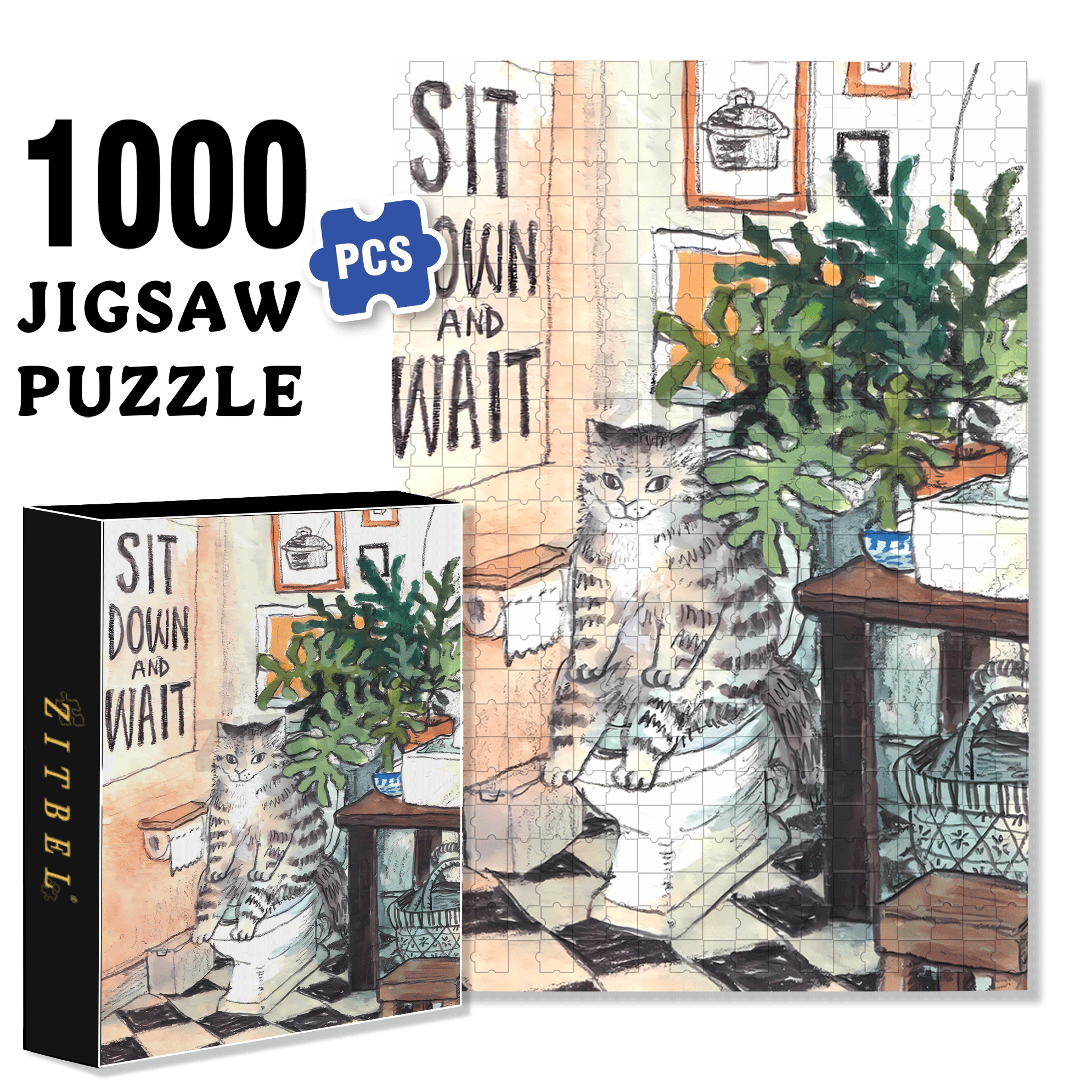 Meow's Life Diary  500pcs/1000pcs Jigsaw Puzzle, Scratch-Resistant, Interactive Family Game & Brain-Boosting DIY Decor, Perfect for Halloween, Christmas & New Year Gifts, Family Puzzle Game