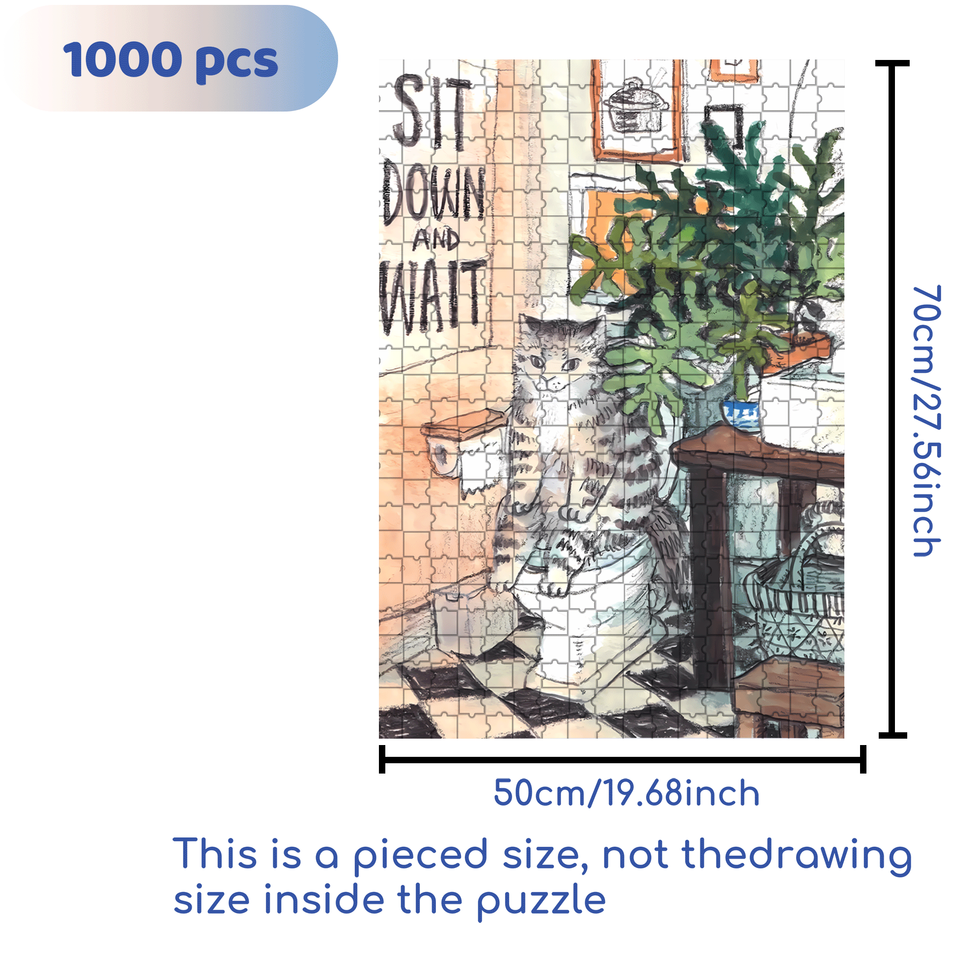 Meow's Life Diary  500pcs/1000pcs Jigsaw Puzzle, Scratch-Resistant, Interactive Family Game & Brain-Boosting DIY Decor, Perfect for Halloween, Christmas & New Year Gifts, Family Puzzle Game