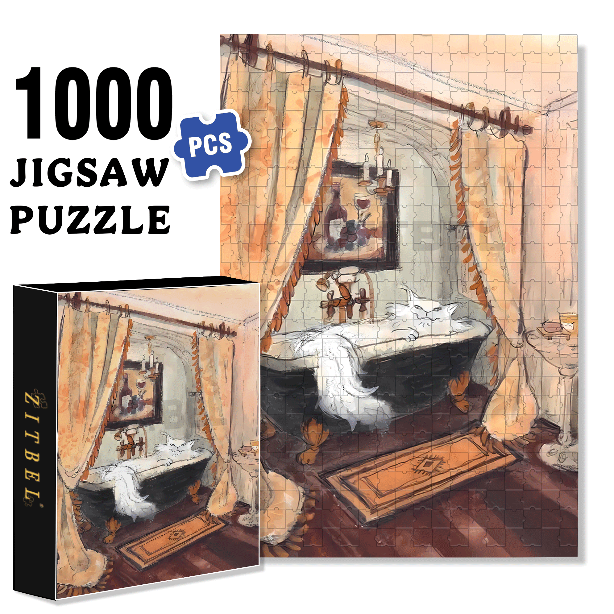 Meow's Life Diary 2 500pcs/1000pcs Jigsaw Puzzle, Scratch-Resistant, Interactive Family Game & Brain-Boosting DIY Decor, Perfect for Halloween, Christmas & New Year Gifts, Family Puzzle Game