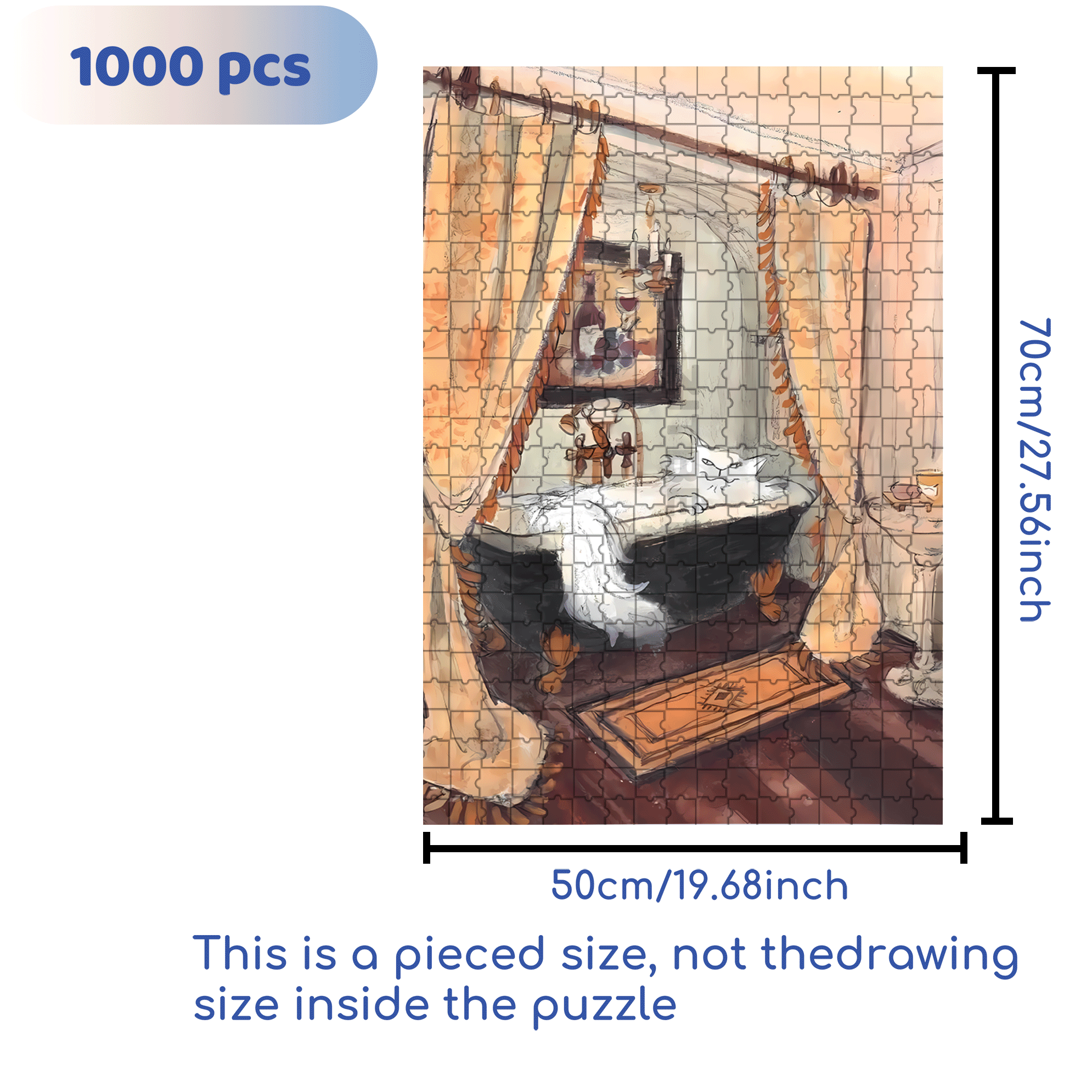 Meow's Life Diary 2 500pcs/1000pcs Jigsaw Puzzle, Scratch-Resistant, Interactive Family Game & Brain-Boosting DIY Decor, Perfect for Halloween, Christmas & New Year Gifts, Family Puzzle Game