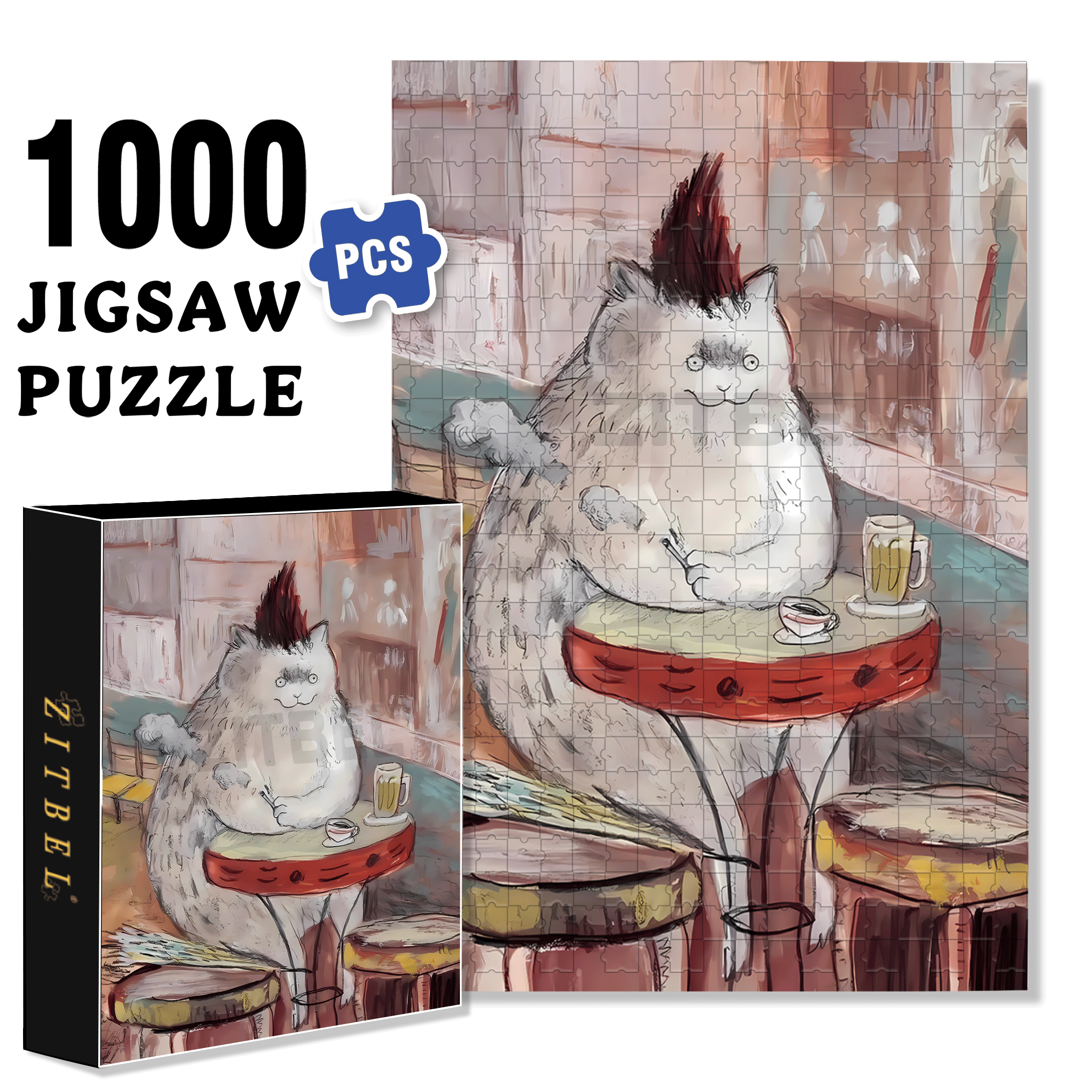 Meow's Life Diary 3 500pcs/1000pcs Jigsaw Puzzle, Scratch-Resistant, Interactive Family Game & Brain-Boosting DIY Decor, Perfect for Halloween, Christmas & New Year Gifts, Family Puzzle Game