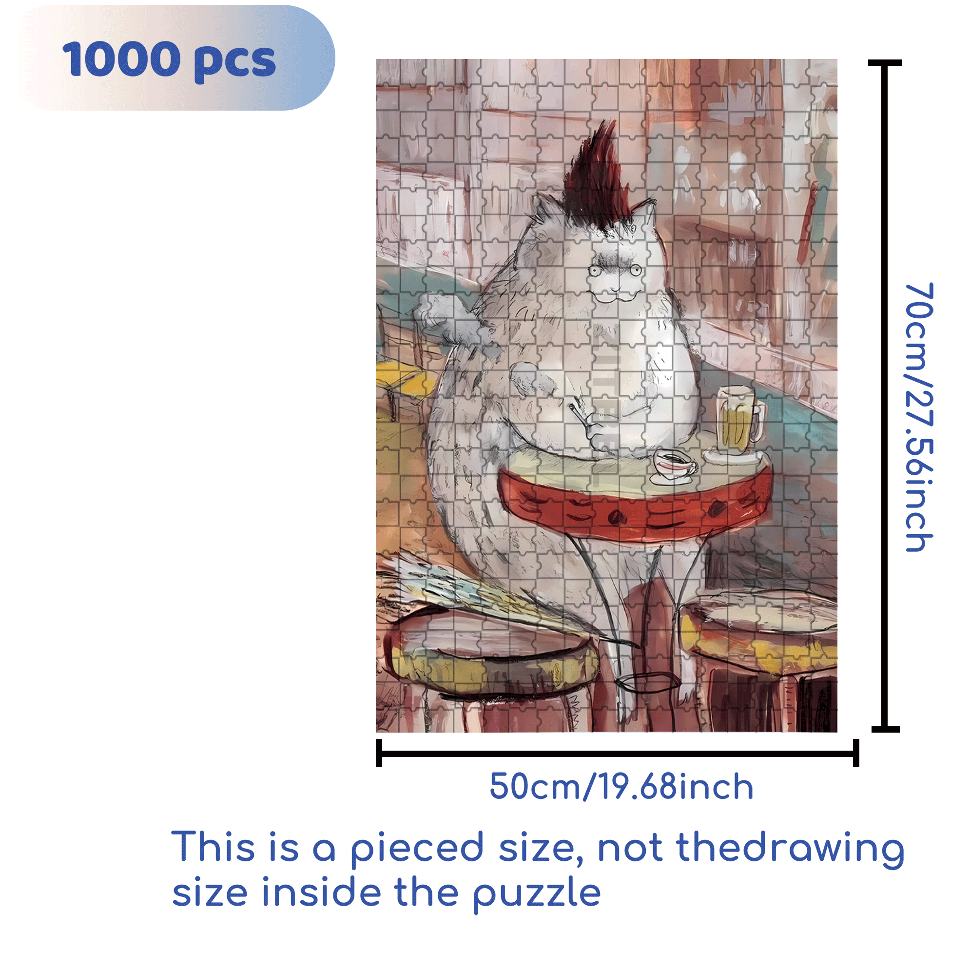 Meow's Life Diary 3 500pcs/1000pcs Jigsaw Puzzle, Scratch-Resistant, Interactive Family Game & Brain-Boosting DIY Decor, Perfect for Halloween, Christmas & New Year Gifts, Family Puzzle Game