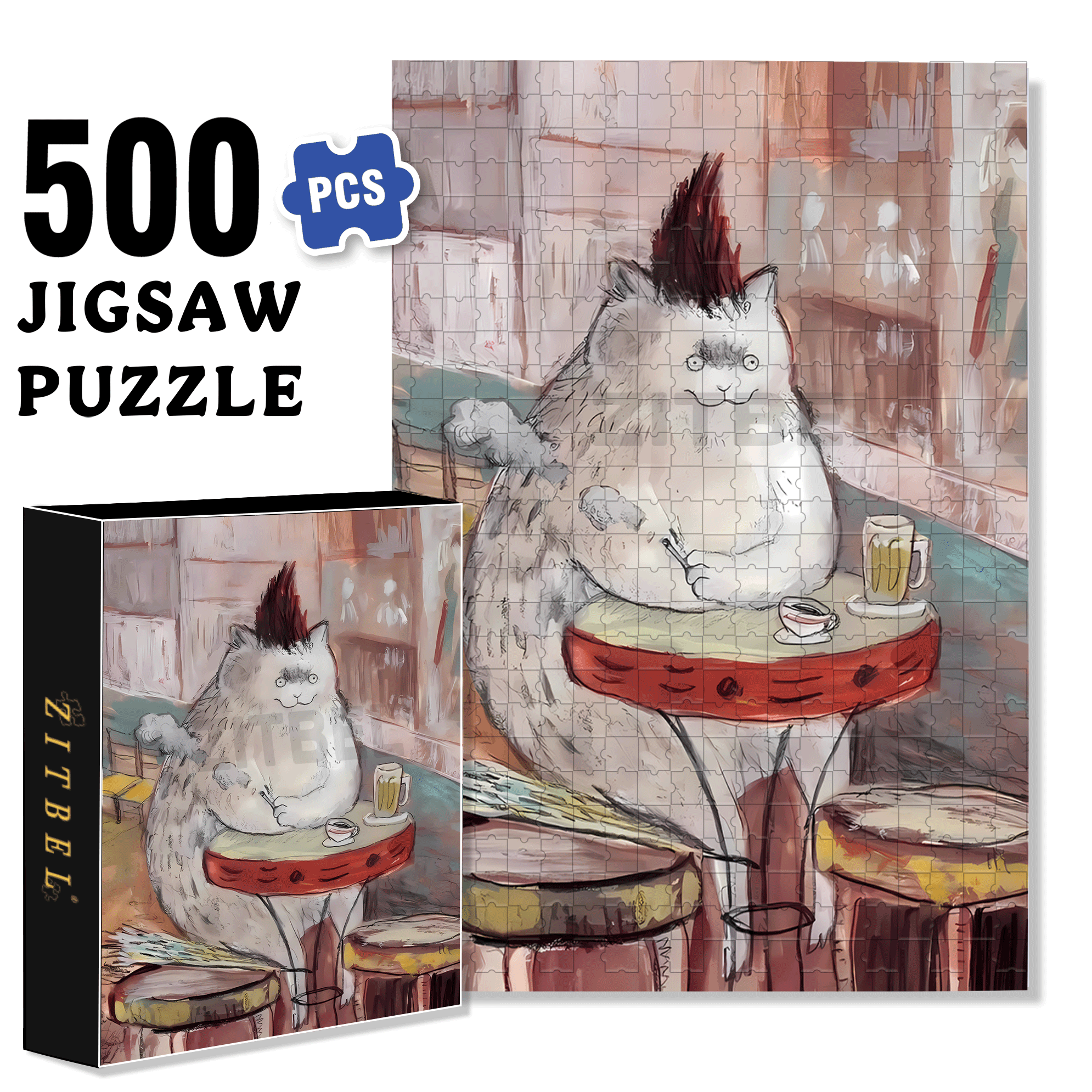 Meow's Life Diary 3 500pcs/1000pcs Jigsaw Puzzle, Scratch-Resistant, Interactive Family Game & Brain-Boosting DIY Decor, Perfect for Halloween, Christmas & New Year Gifts, Family Puzzle Game