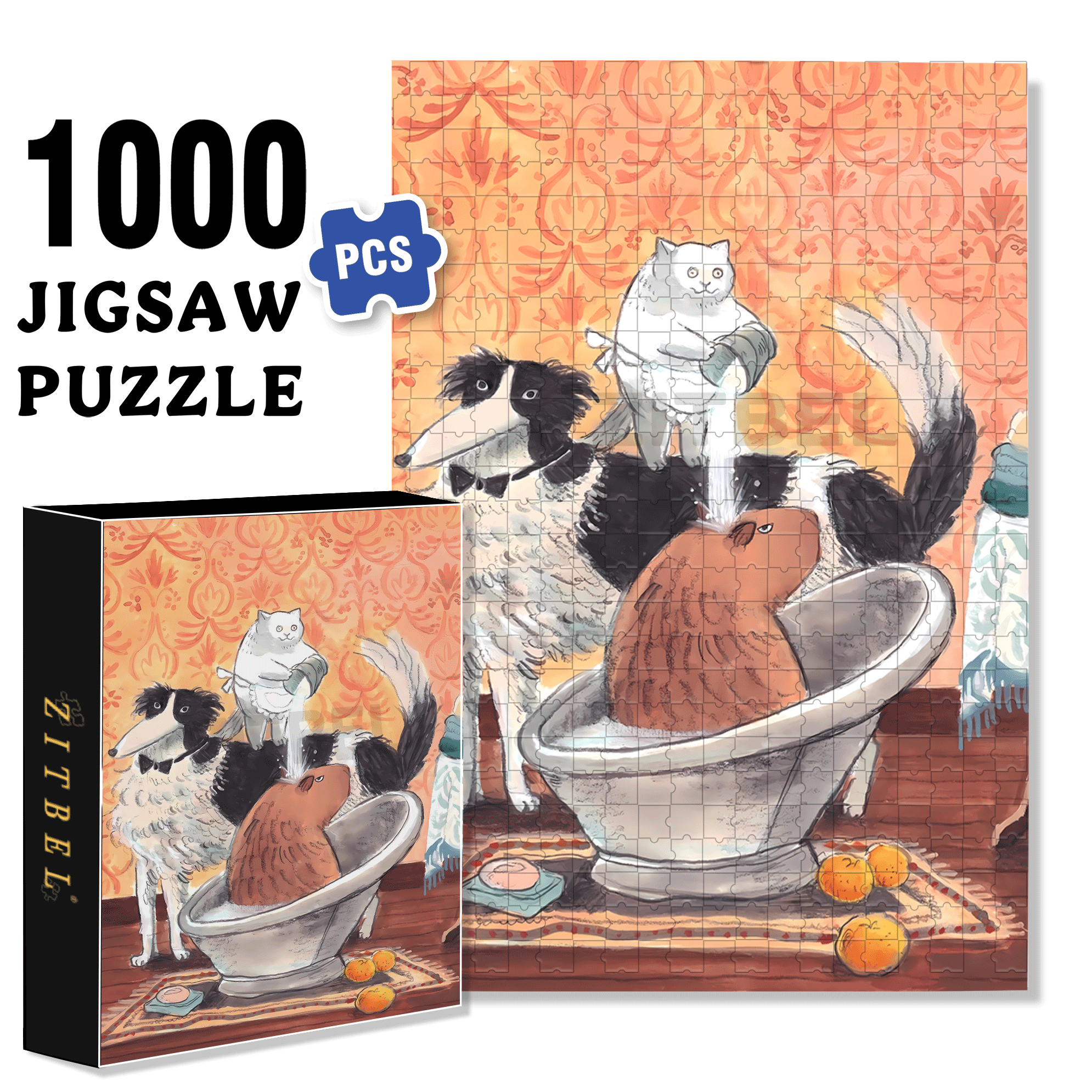 Meow's Life Diary 4 500pcs/1000pcs Jigsaw Puzzle, Scratch-Resistant, Interactive Family Game & Brain-Boosting DIY Decor, Perfect for Halloween, Christmas & New Year Gifts, Family Puzzle Game