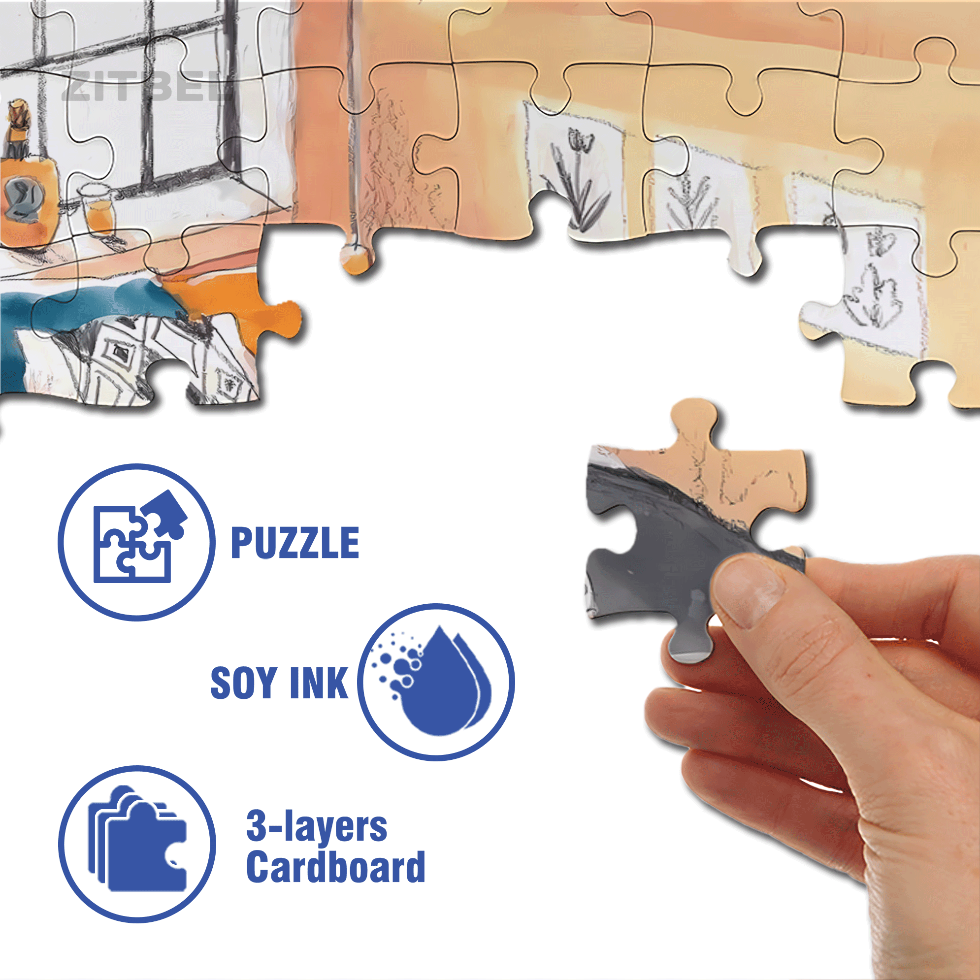Meow's Life Diary 5 500pcs/1000pcs Jigsaw Puzzle, Scratch-Resistant, Interactive Family Game & Brain-Boosting DIY Decor, Perfect for Halloween, Christmas & New Year Gifts, Family Puzzle Game