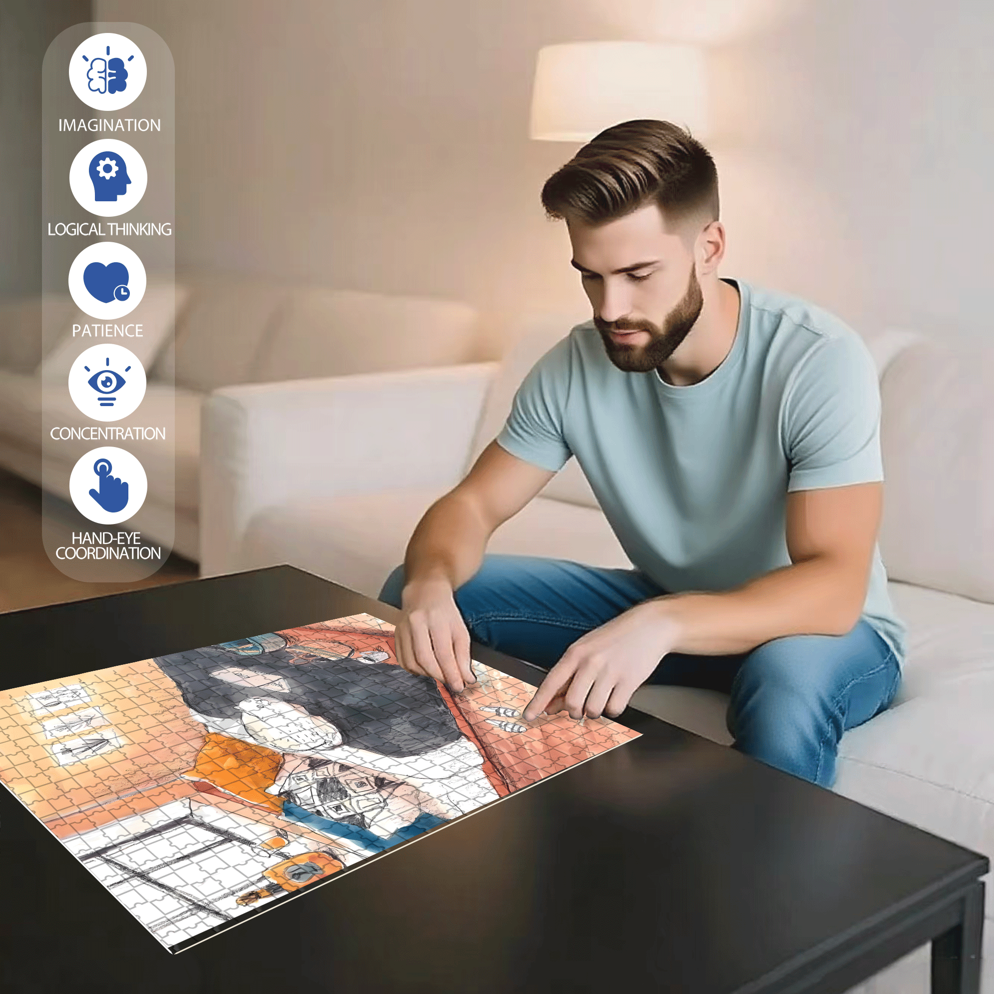 Meow's Life Diary 5 500pcs/1000pcs Jigsaw Puzzle, Scratch-Resistant, Interactive Family Game & Brain-Boosting DIY Decor, Perfect for Halloween, Christmas & New Year Gifts, Family Puzzle Game