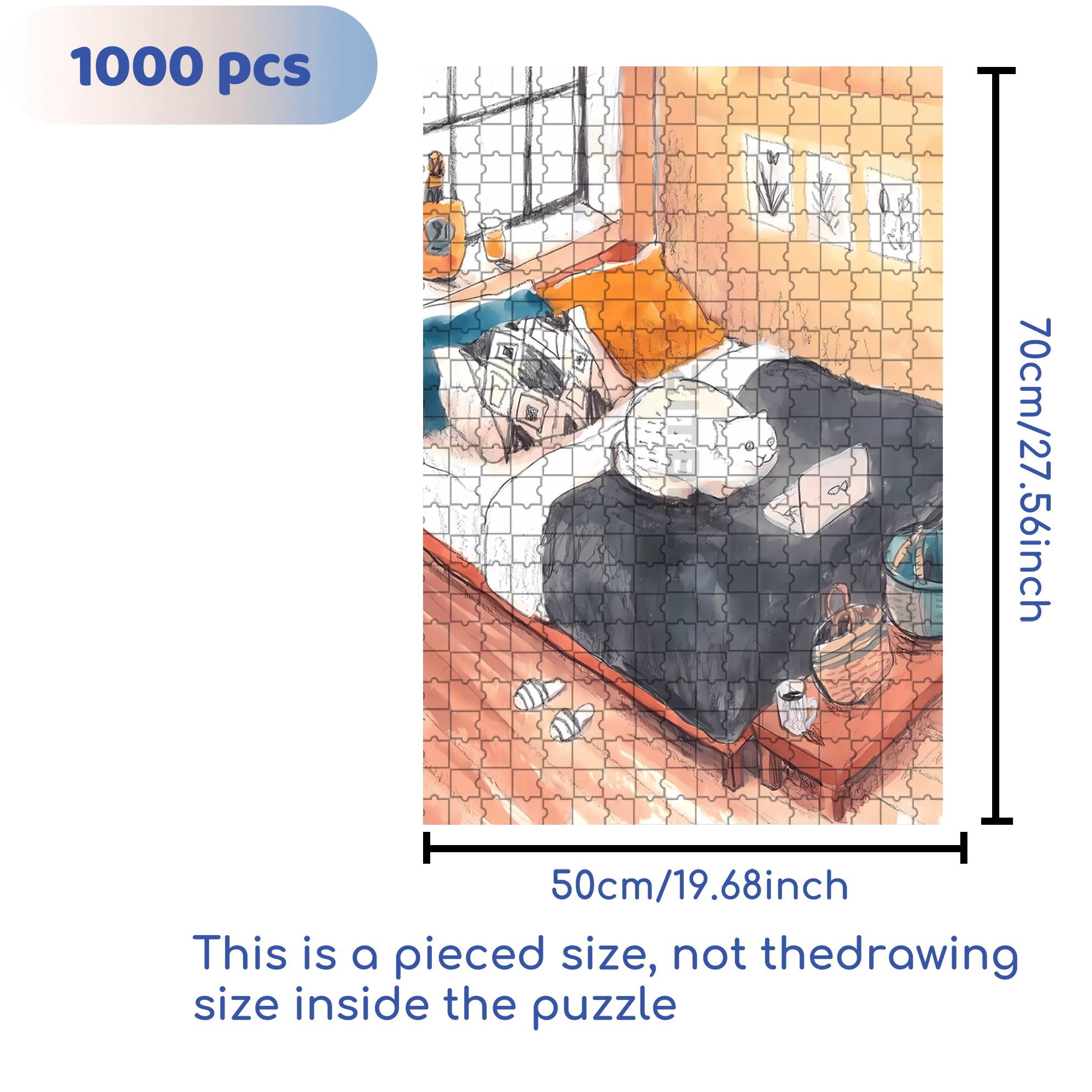 Meow's Life Diary 5 500pcs/1000pcs Jigsaw Puzzle, Scratch-Resistant, Interactive Family Game & Brain-Boosting DIY Decor, Perfect for Halloween, Christmas & New Year Gifts, Family Puzzle Game