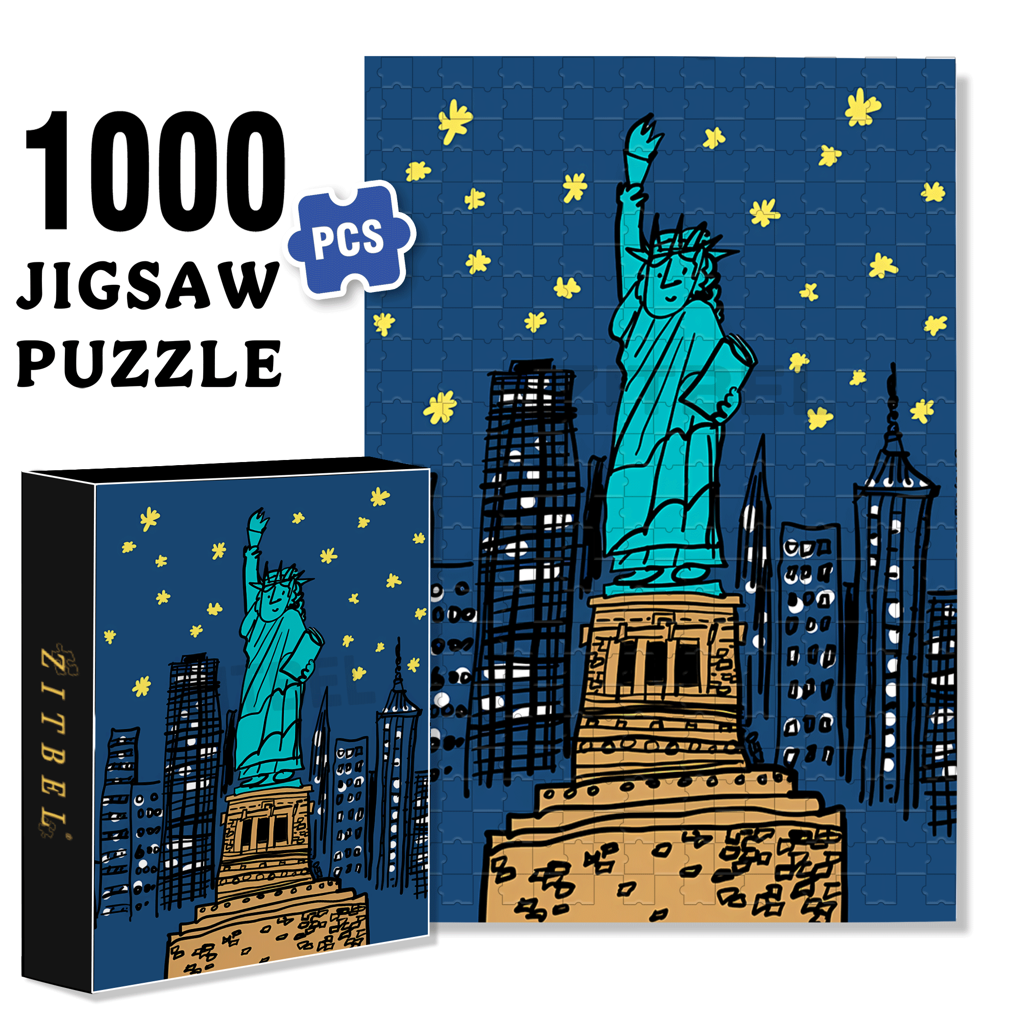 N.Y City 500pcs/1000pcs Jigsaw Puzzle, Scratch-Resistant, Interactive Family Game & Brain-Boosting DIY Decor, Perfect for Halloween, Christmas & New Year Gifts, Family Puzzle Game