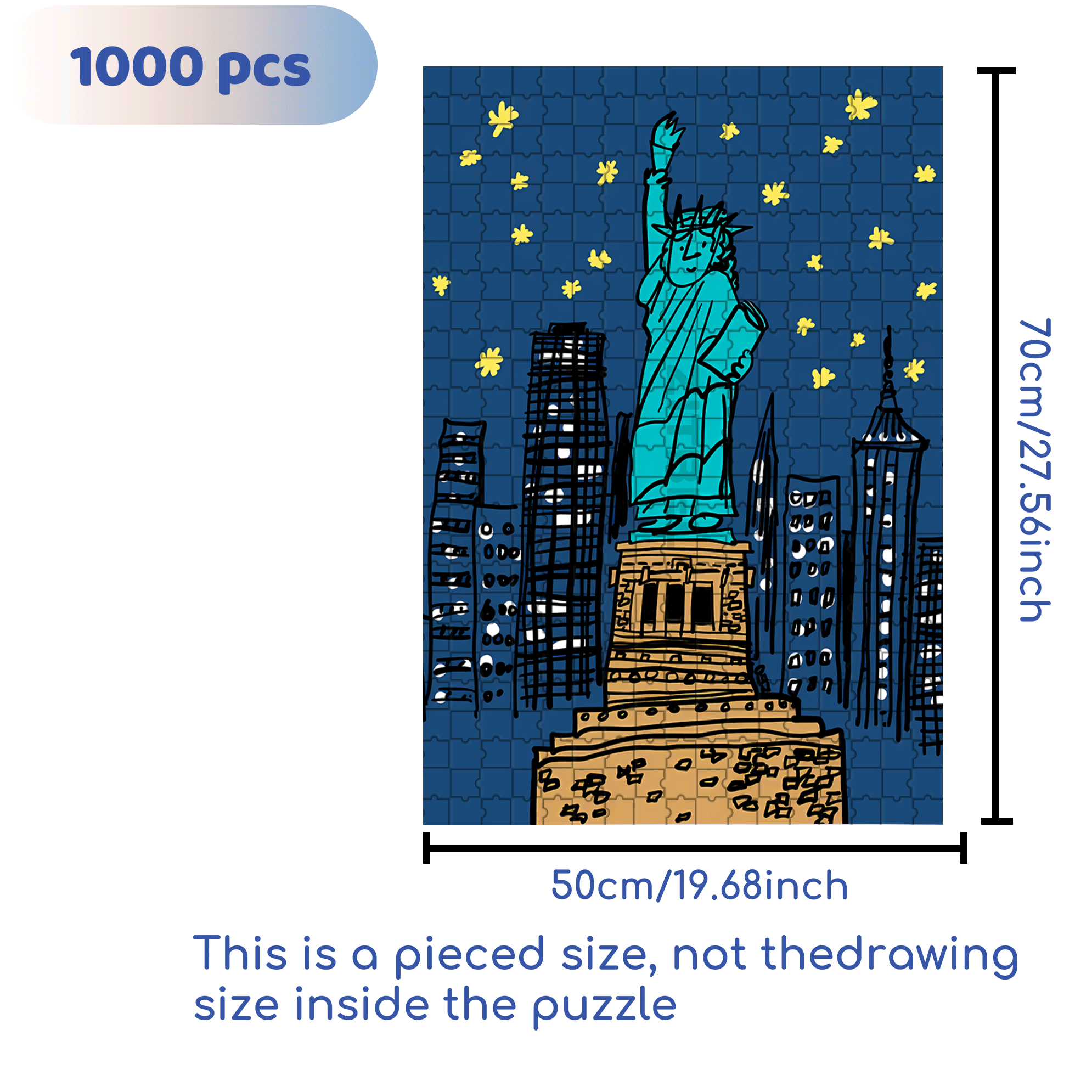 N.Y City 500pcs/1000pcs Jigsaw Puzzle, Scratch-Resistant, Interactive Family Game & Brain-Boosting DIY Decor, Perfect for Halloween, Christmas & New Year Gifts, Family Puzzle Game