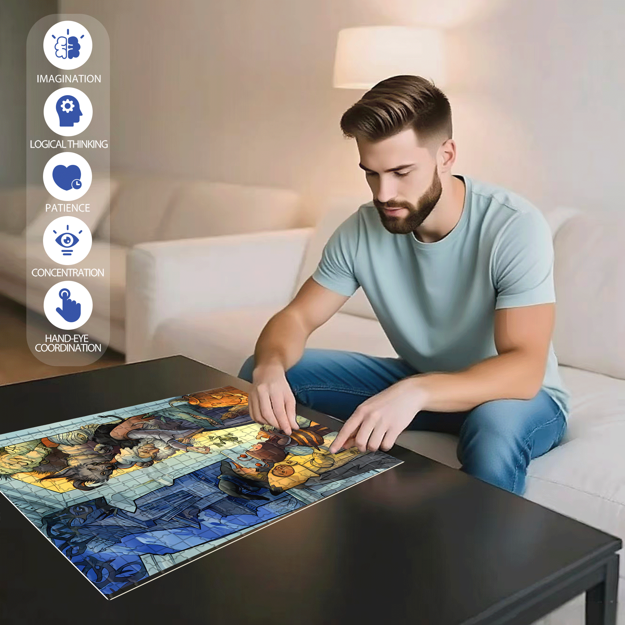 Oh So Cute! 500pcs/1000pcs Jigsaw Puzzle, Scratch-Resistant, Interactive Family Game & Brain-Boosting DIY Decor, Perfect for Halloween, Christmas & New Year Gifts, Family Puzzle Game