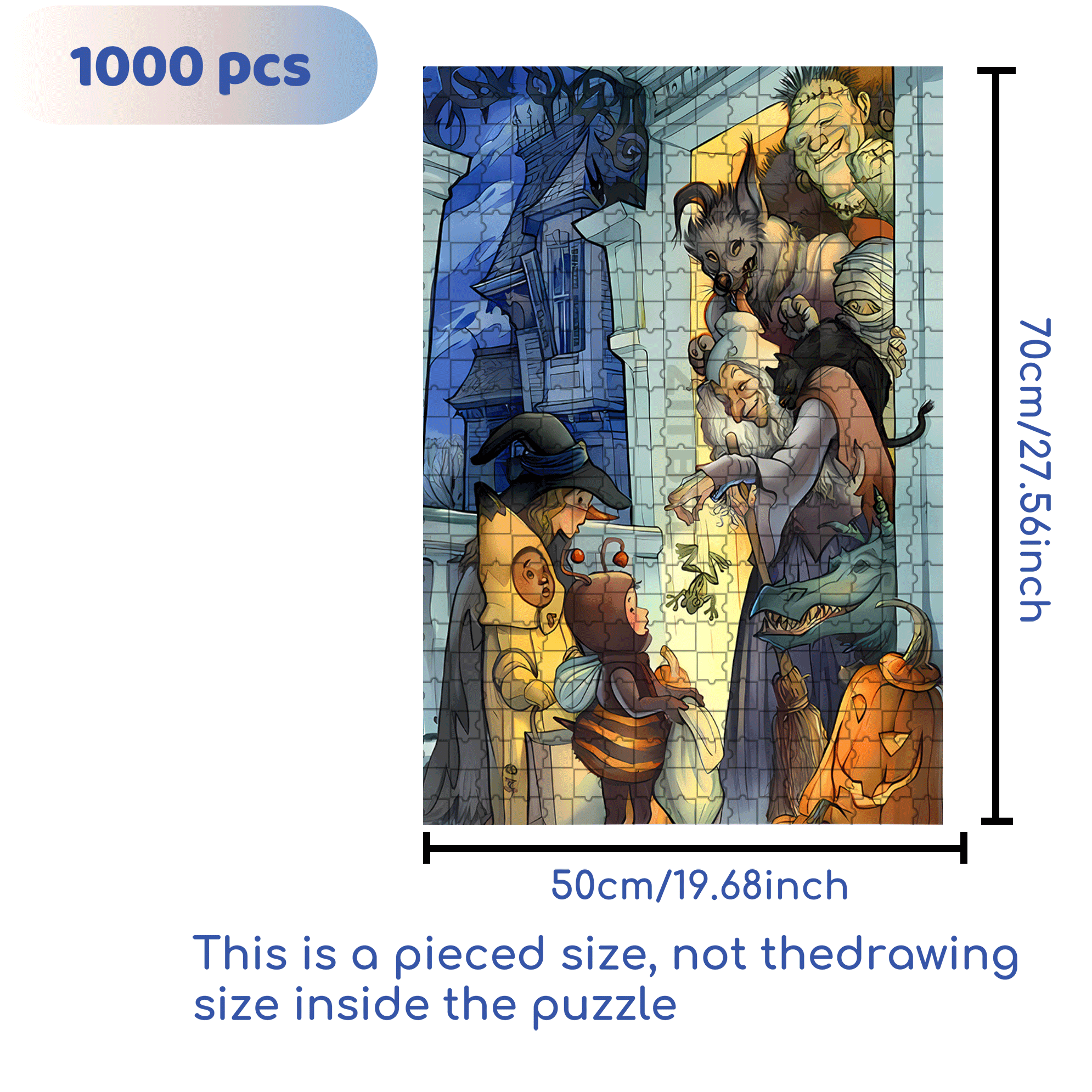 Oh So Cute! 500pcs/1000pcs Jigsaw Puzzle, Scratch-Resistant, Interactive Family Game & Brain-Boosting DIY Decor, Perfect for Halloween, Christmas & New Year Gifts, Family Puzzle Game