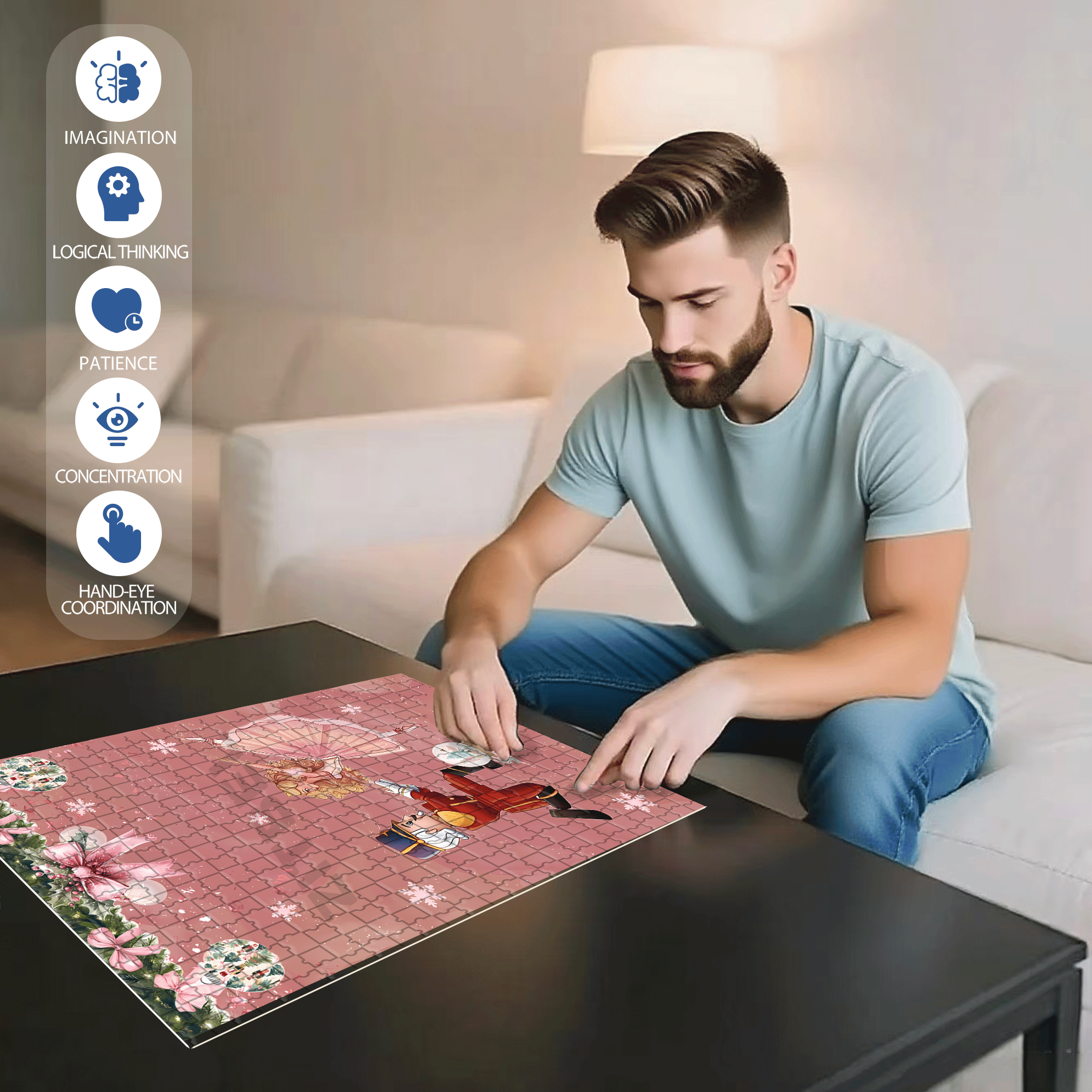 Pas de Deux 500pcs/1000pcs Jigsaw Puzzle, Scratch-Resistant, Interactive Family Game & Brain-Boosting DIY Decor, Perfect for Halloween, Christmas & New Year Gifts, Family Puzzle Game