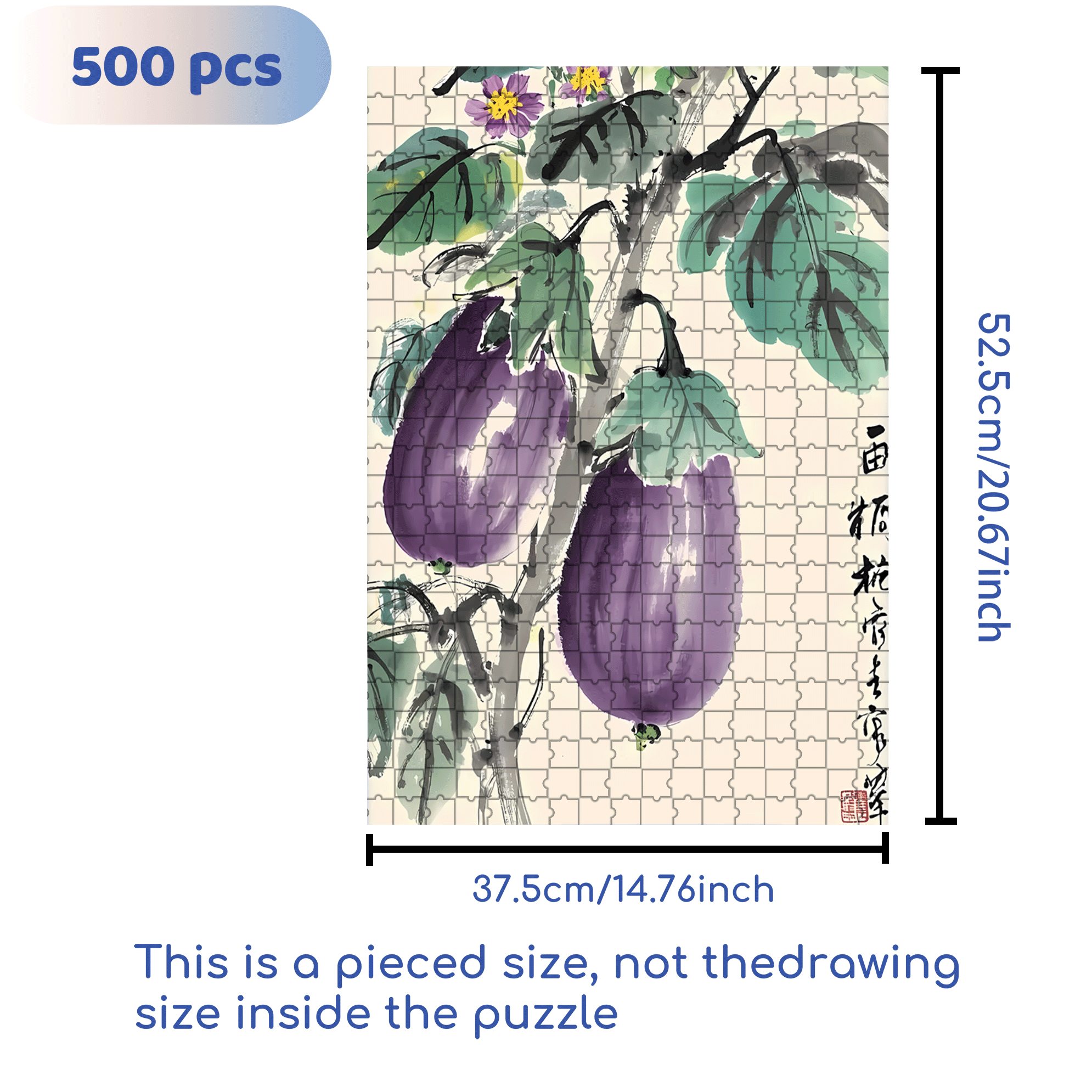 Purple Eggplant 500pcs/1000pcs Jigsaw Puzzle, Scratch-Resistant, Interactive Family Game & Brain-Boosting DIY Decor, Perfect for Halloween, Christmas & New Year Gifts, Family Puzzle Game