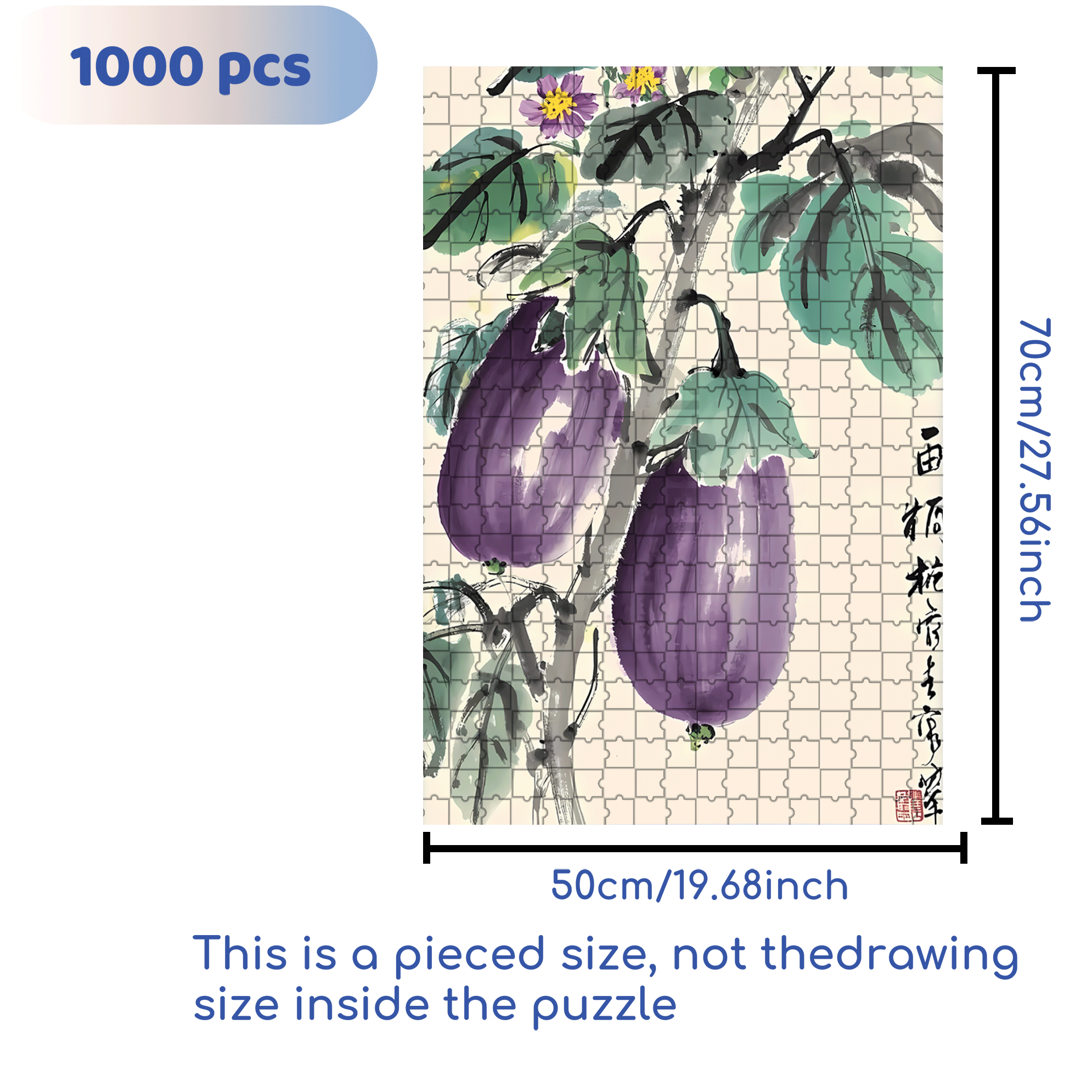 Purple Eggplant 500pcs/1000pcs Jigsaw Puzzle, Scratch-Resistant, Interactive Family Game & Brain-Boosting DIY Decor, Perfect for Halloween, Christmas & New Year Gifts, Family Puzzle Game