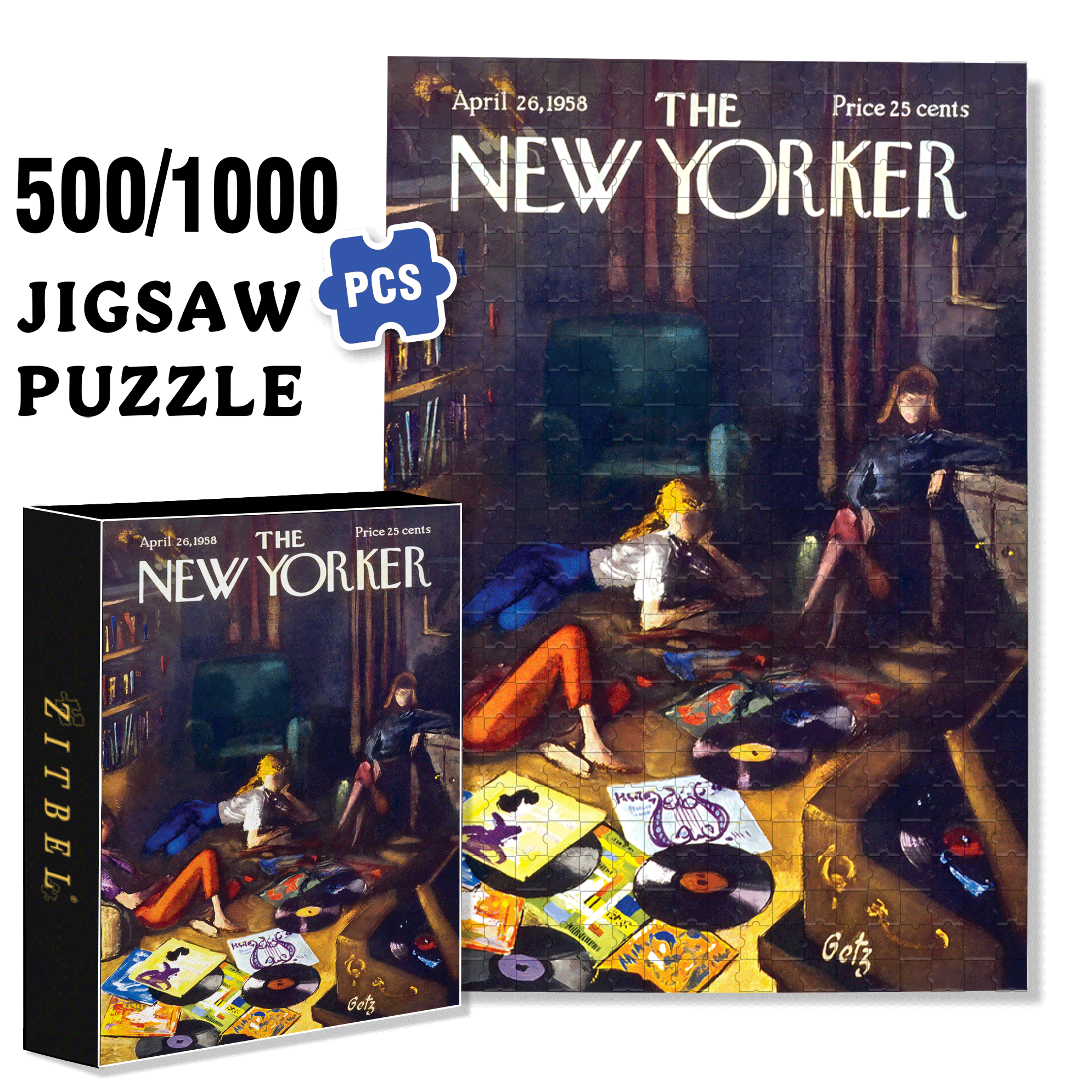 Record Lounge 500pcs/1000pcs Jigsaw Puzzle, Scratch-Resistant, Interactive Family Game & Brain-Boosting DIY Decor, Perfect for Halloween, Christmas & New Year Gifts, Family Puzzle Game