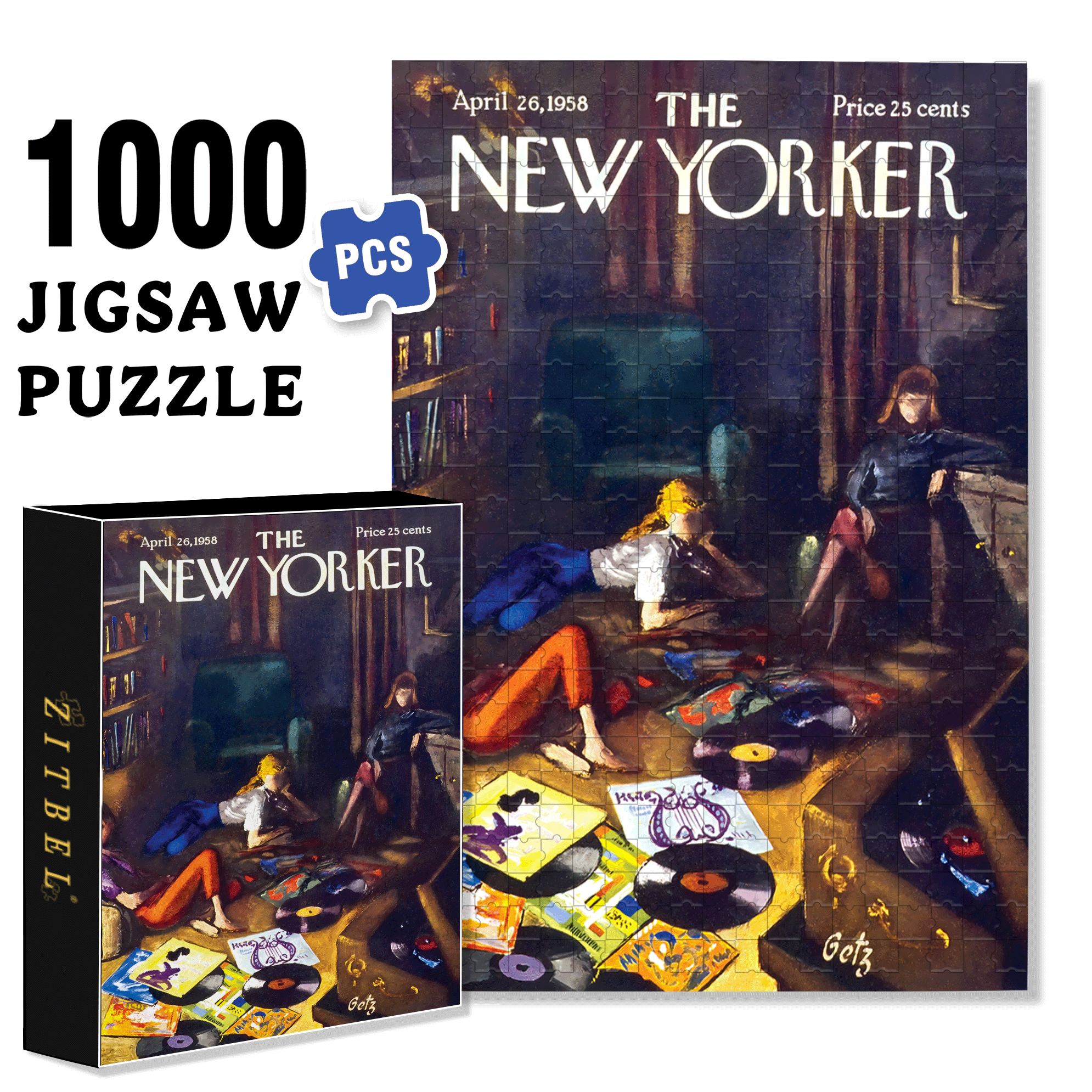 Record Lounge 500pcs/1000pcs Jigsaw Puzzle, Scratch-Resistant, Interactive Family Game & Brain-Boosting DIY Decor, Perfect for Halloween, Christmas & New Year Gifts, Family Puzzle Game