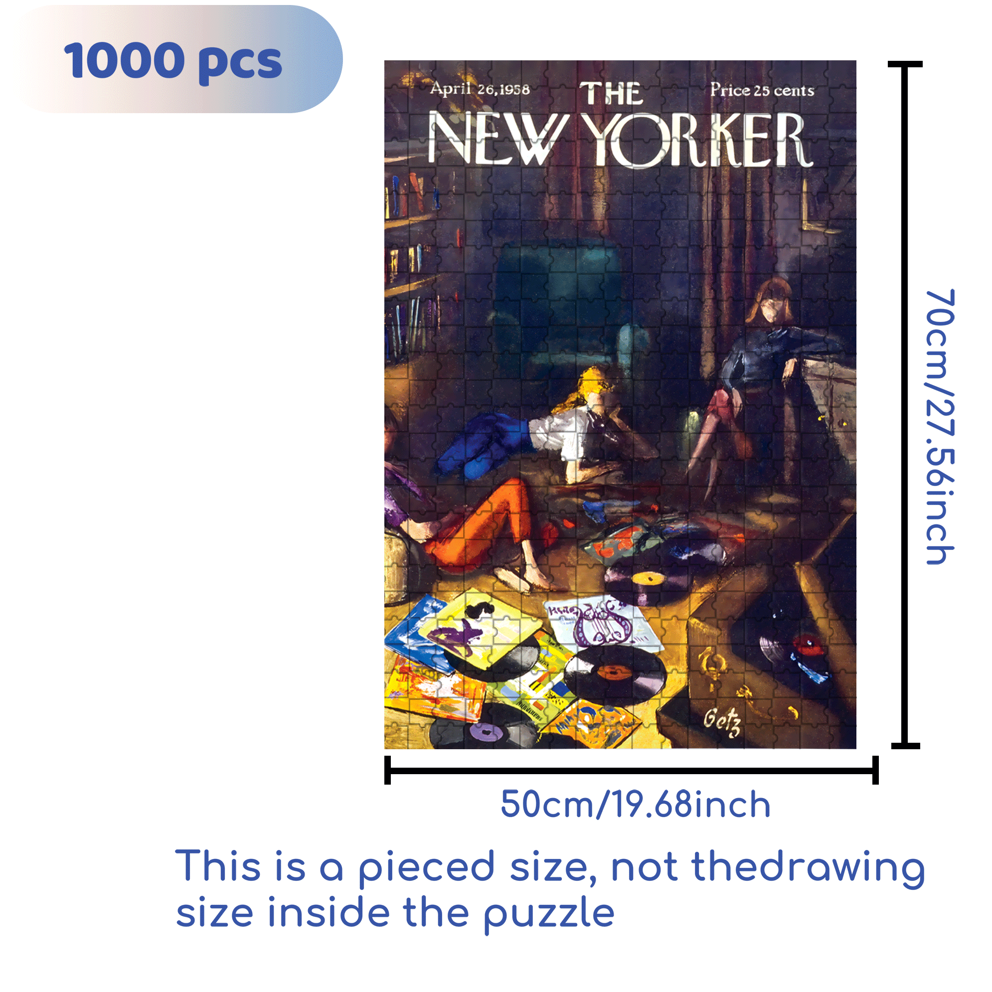 Record Lounge 500pcs/1000pcs Jigsaw Puzzle, Scratch-Resistant, Interactive Family Game & Brain-Boosting DIY Decor, Perfect for Halloween, Christmas & New Year Gifts, Family Puzzle Game