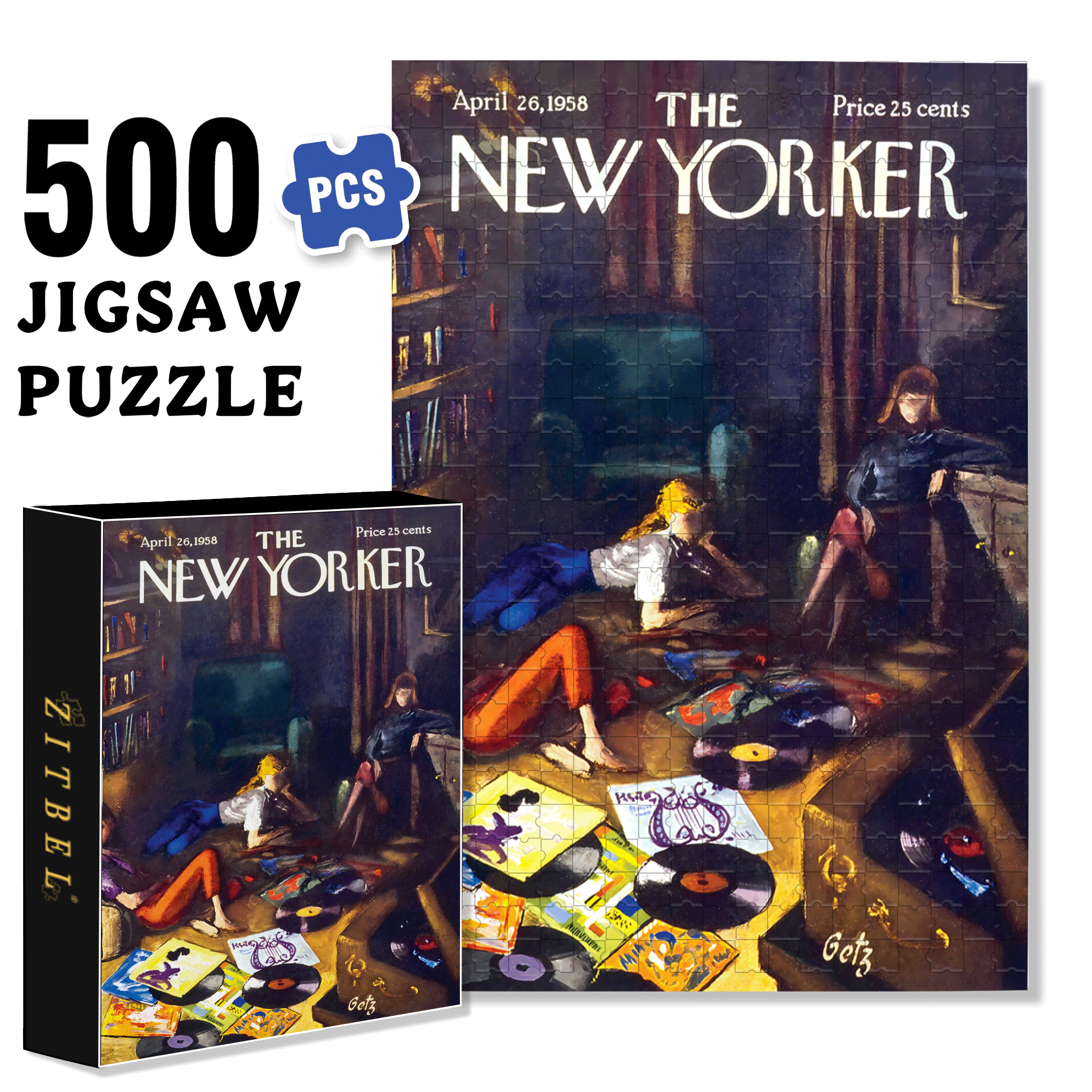 Record Lounge 500pcs/1000pcs Jigsaw Puzzle, Scratch-Resistant, Interactive Family Game & Brain-Boosting DIY Decor, Perfect for Halloween, Christmas & New Year Gifts, Family Puzzle Game