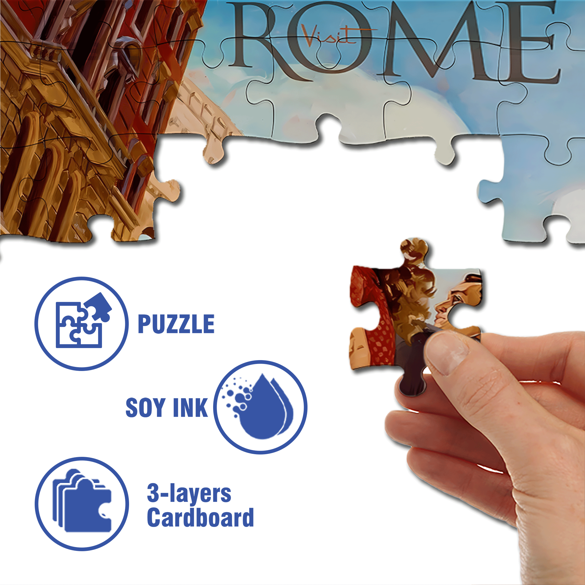 Roman Holiday 500pcs/1000pcs Jigsaw Puzzle, Scratch-Resistant, Interactive Family Game & Brain-Boosting DIY Decor, Perfect for Halloween, Christmas & New Year Gifts, Family Puzzle Game