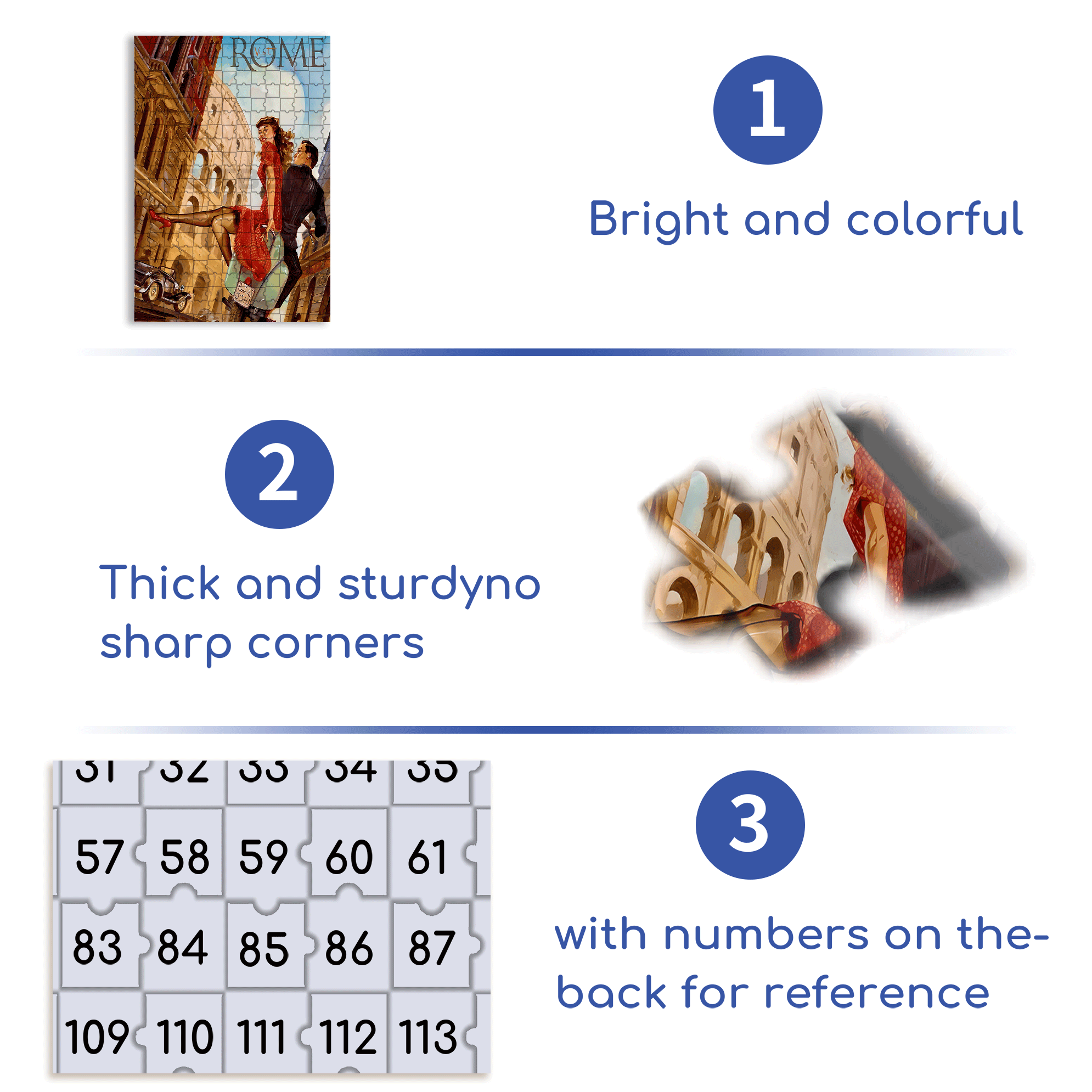 Roman Holiday 500pcs/1000pcs Jigsaw Puzzle, Scratch-Resistant, Interactive Family Game & Brain-Boosting DIY Decor, Perfect for Halloween, Christmas & New Year Gifts, Family Puzzle Game