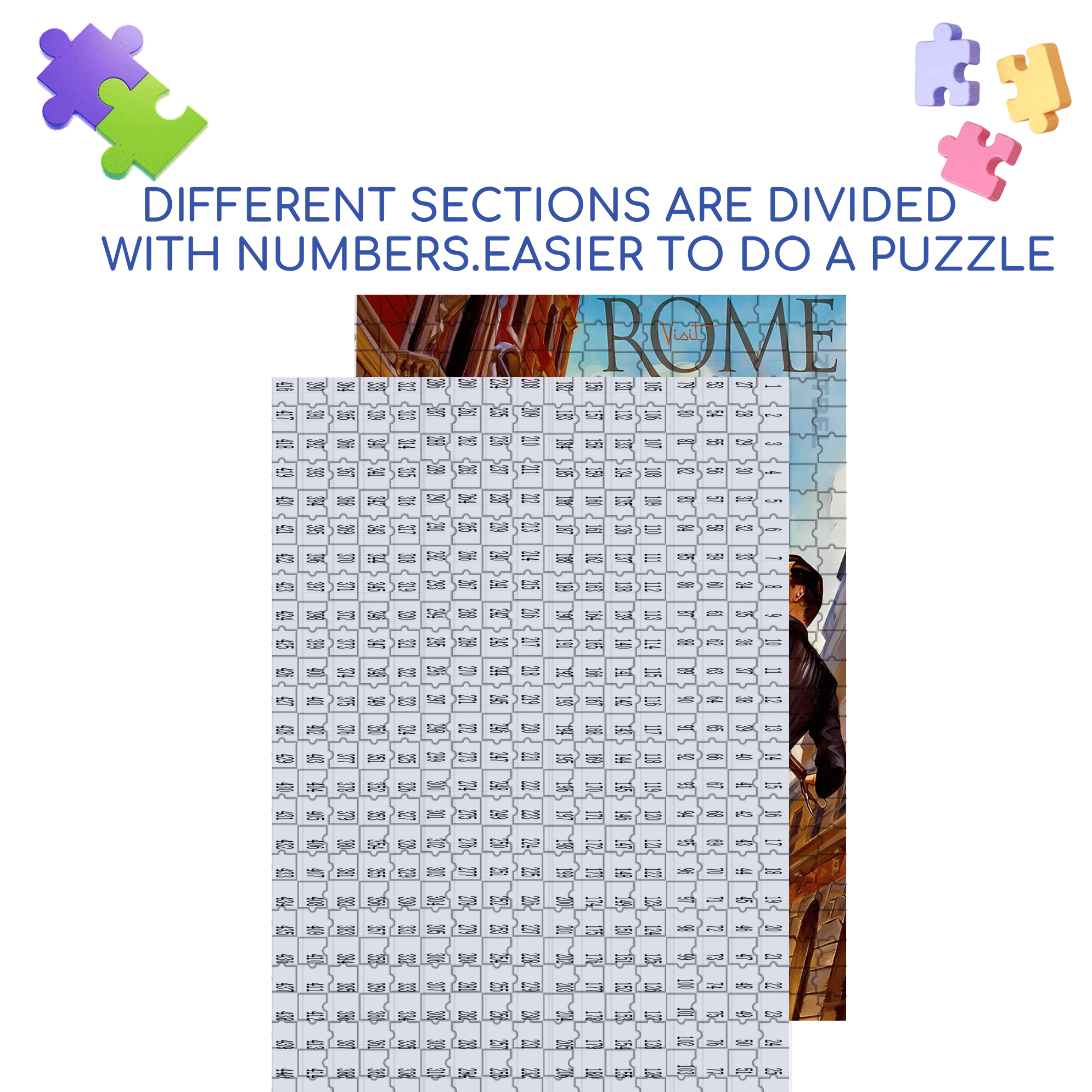 Roman Holiday 500pcs/1000pcs Jigsaw Puzzle, Scratch-Resistant, Interactive Family Game & Brain-Boosting DIY Decor, Perfect for Halloween, Christmas & New Year Gifts, Family Puzzle Game