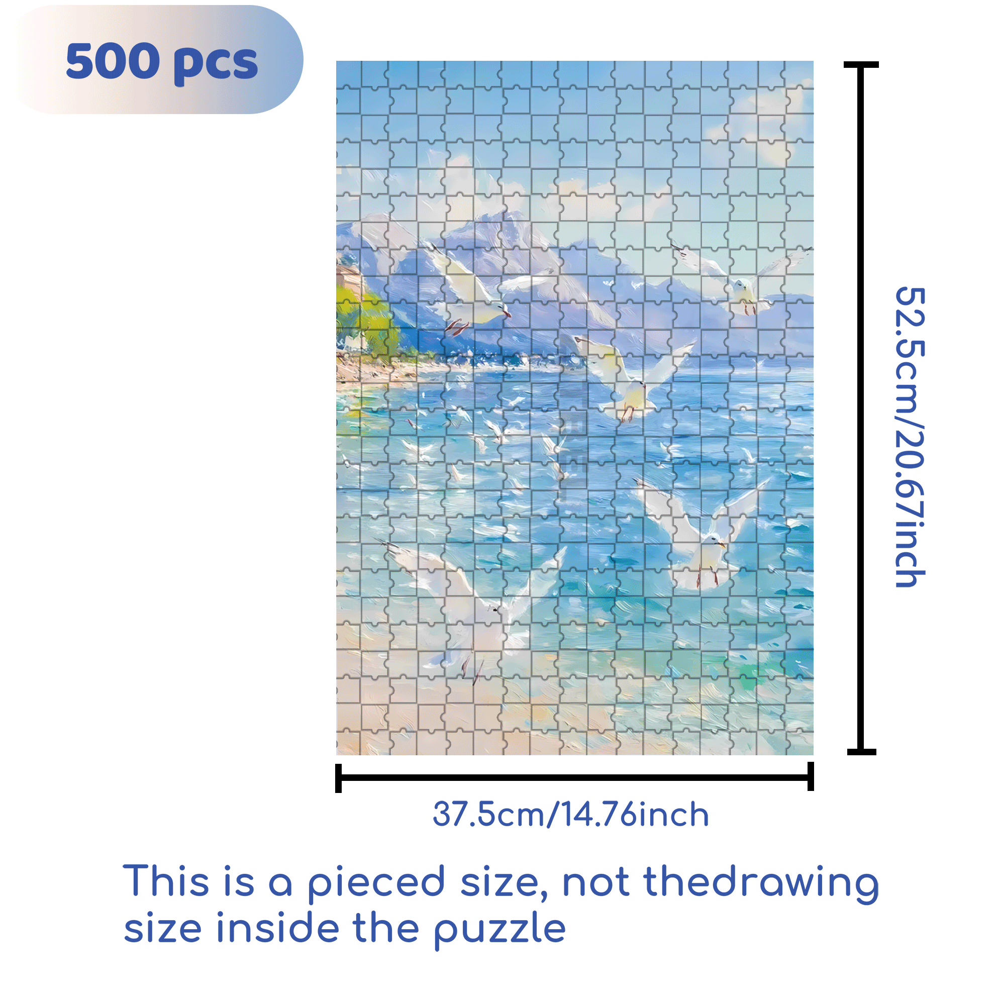 Seagull And Sea 500pcs/1000pcs Jigsaw Puzzle, Scratch-Resistant, Interactive Family Game & Brain-Boosting DIY Decor, Perfect for Halloween, Christmas & New Year Gifts, Family Puzzle Game