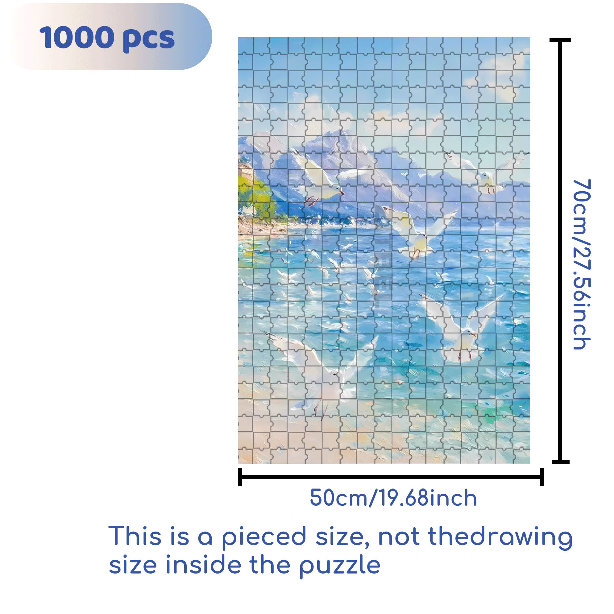 Seagull And Sea 500pcs/1000pcs Jigsaw Puzzle, Scratch-Resistant, Interactive Family Game & Brain-Boosting DIY Decor, Perfect for Halloween, Christmas & New Year Gifts, Family Puzzle Game