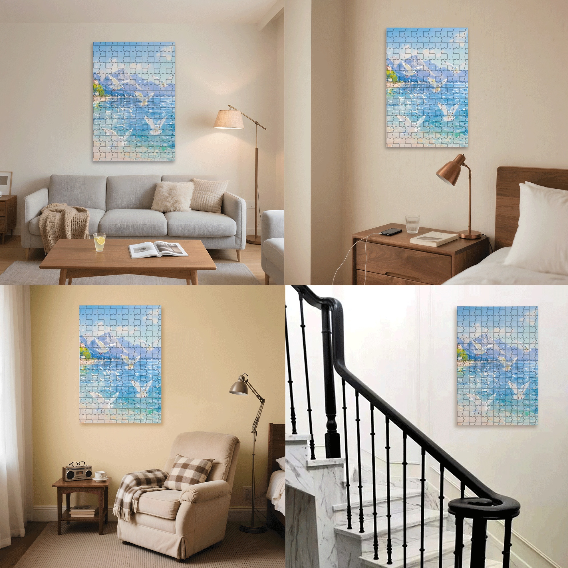 Seagull And Sea 500pcs/1000pcs Jigsaw Puzzle, Scratch-Resistant, Interactive Family Game & Brain-Boosting DIY Decor, Perfect for Halloween, Christmas & New Year Gifts, Family Puzzle Game
