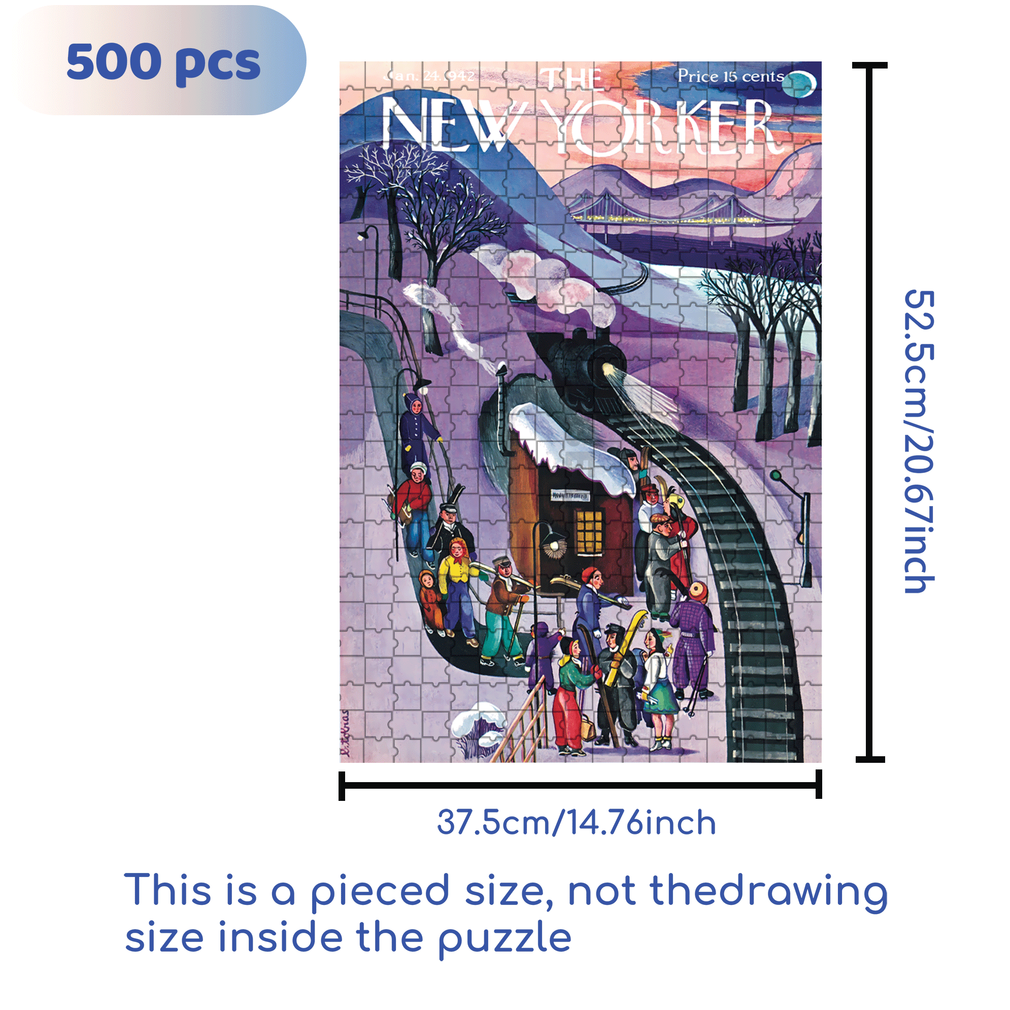 Skiing Express 500pcs/1000pcs Jigsaw Puzzle, Scratch-Resistant, Interactive Family Game & Brain-Boosting DIY Decor, Perfect for Halloween, Christmas & New Year Gifts, Family Puzzle Game