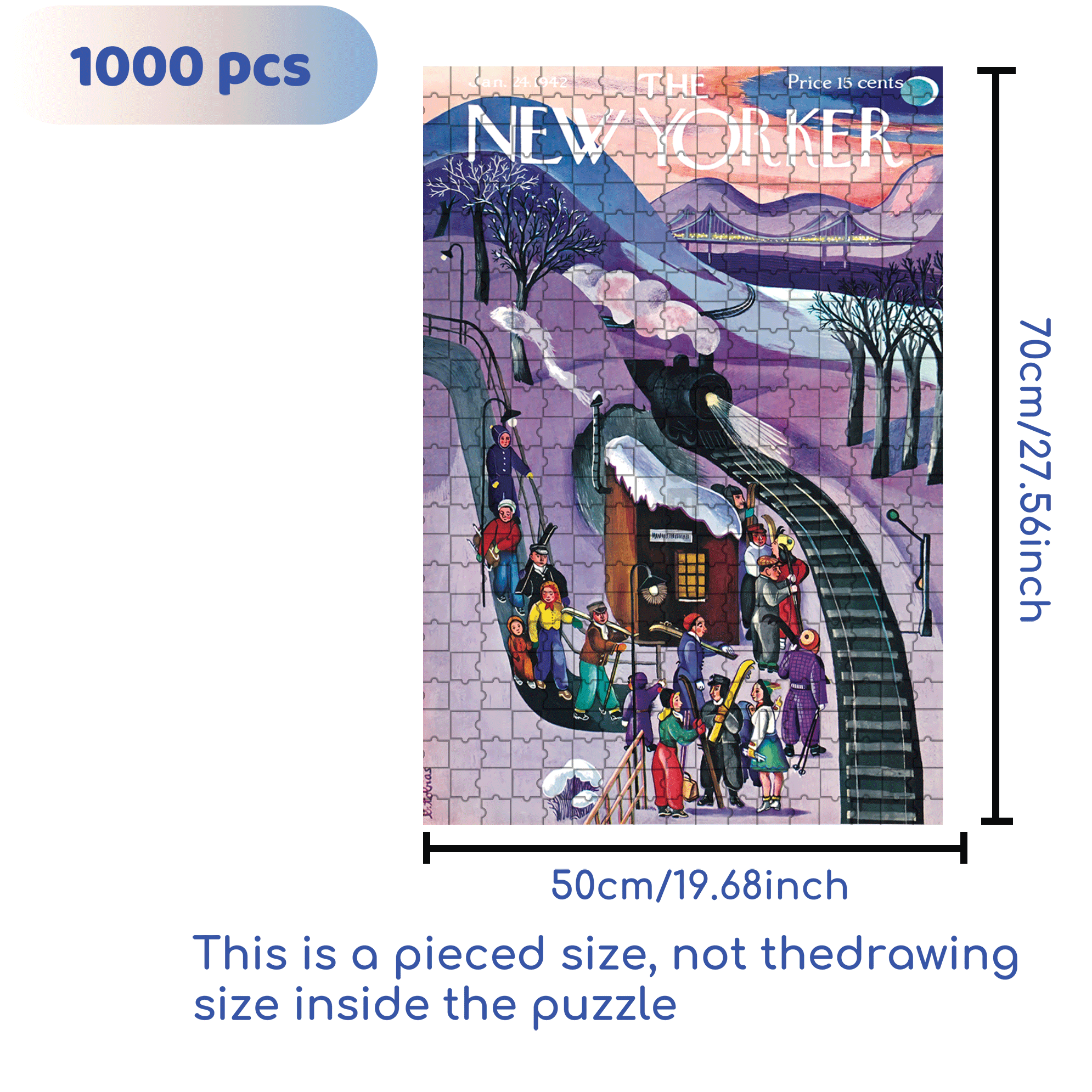 Skiing Express 500pcs/1000pcs Jigsaw Puzzle, Scratch-Resistant, Interactive Family Game & Brain-Boosting DIY Decor, Perfect for Halloween, Christmas & New Year Gifts, Family Puzzle Game