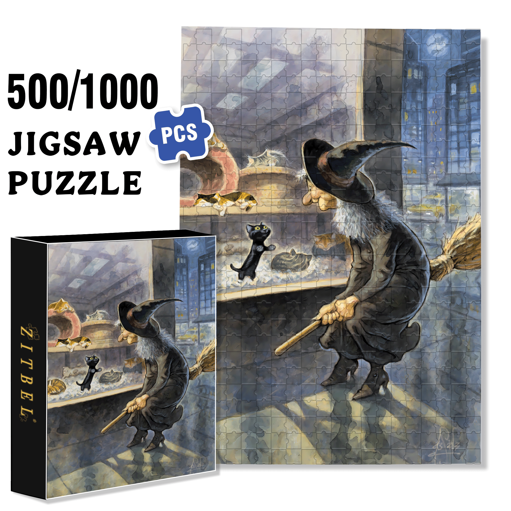 Something Familiar 500pcs/1000pcs Jigsaw Puzzle, Scratch-Resistant, Interactive Family Game & Brain-Boosting DIY Decor, Perfect for Halloween, Christmas & New Year Gifts, Family Puzzle Game