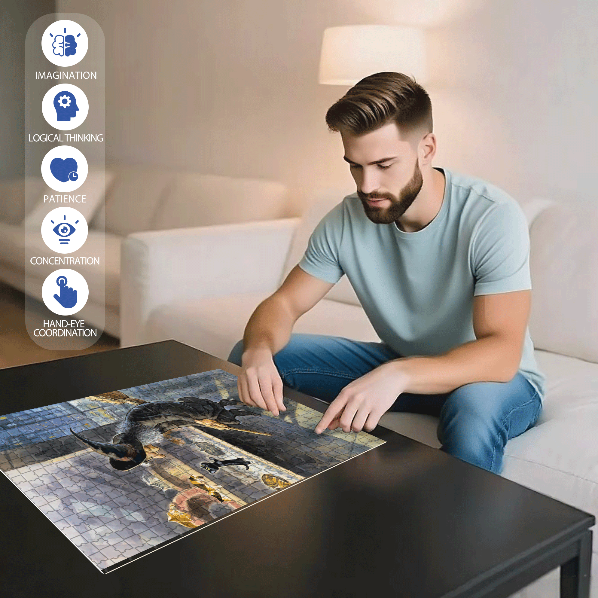 Something Familiar 500pcs/1000pcs Jigsaw Puzzle, Scratch-Resistant, Interactive Family Game & Brain-Boosting DIY Decor, Perfect for Halloween, Christmas & New Year Gifts, Family Puzzle Game