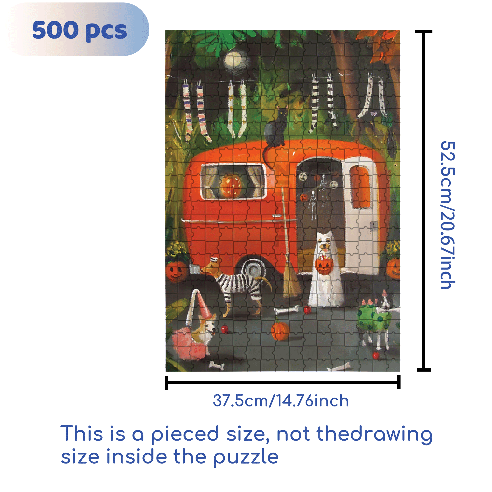 The Dogs of Halloween 500pcs/1000pcs Jigsaw Puzzle, Scratch-Resistant, Interactive Family Game & Brain-Boosting DIY Decor, Perfect for Halloween, Christmas & New Year Gifts, Family Puzzle Game