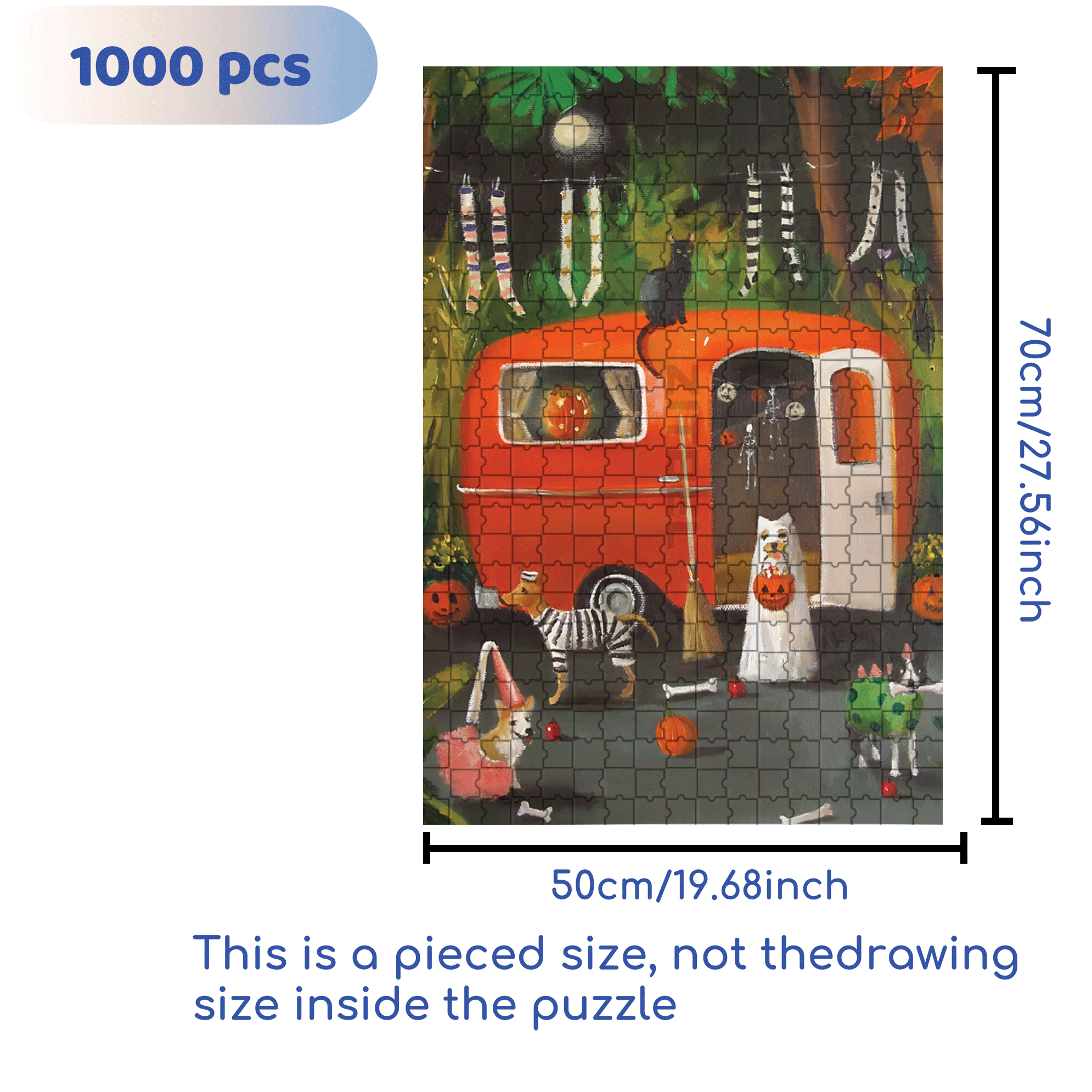 The Dogs of Halloween 500pcs/1000pcs Jigsaw Puzzle, Scratch-Resistant, Interactive Family Game & Brain-Boosting DIY Decor, Perfect for Halloween, Christmas & New Year Gifts, Family Puzzle Game