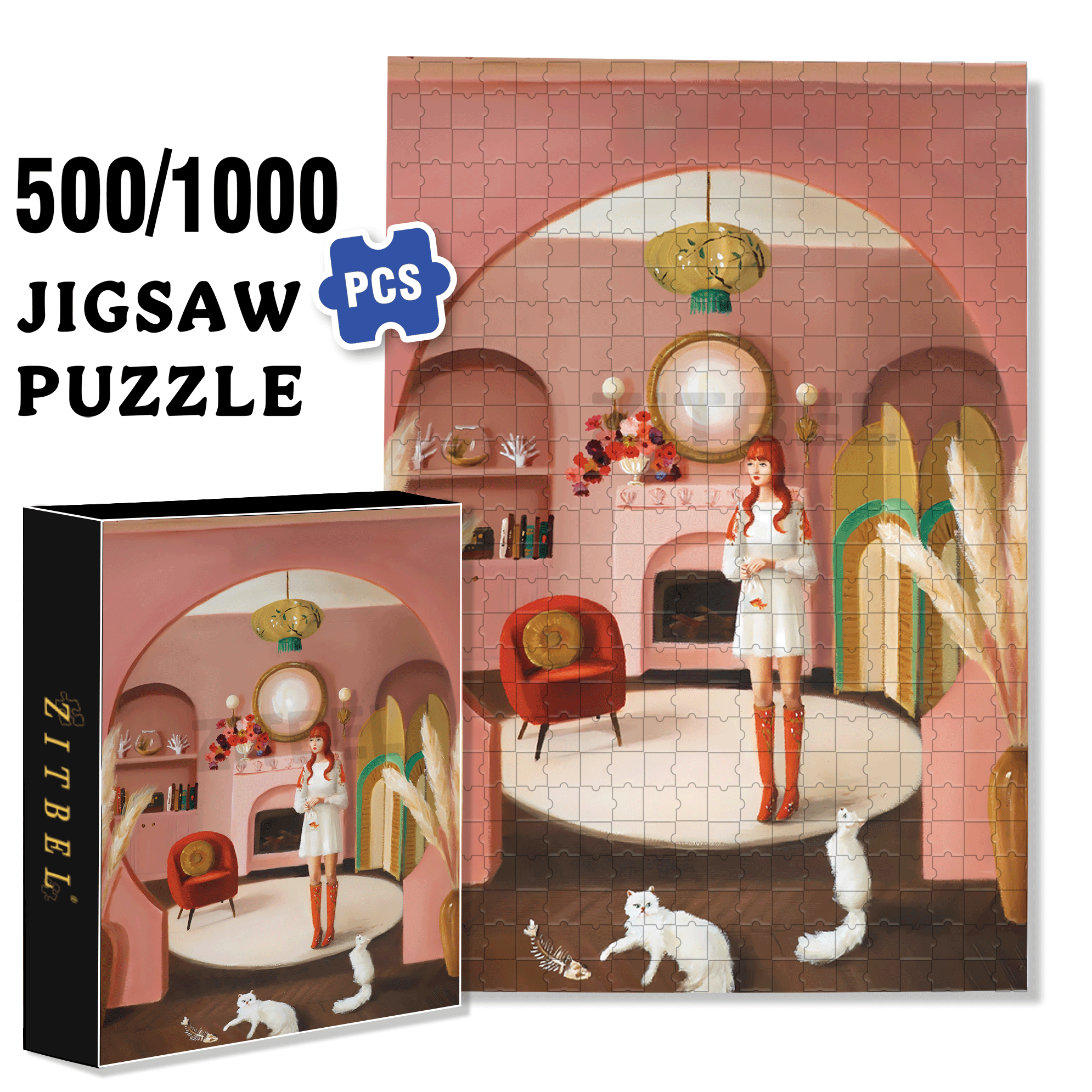 The Goldfish Bowl 500pcs/1000pcs Jigsaw Puzzle, Scratch-Resistant, Interactive Family Game & Brain-Boosting DIY Decor, Perfect for Halloween, Christmas & New Year Gifts, Family Puzzle Game