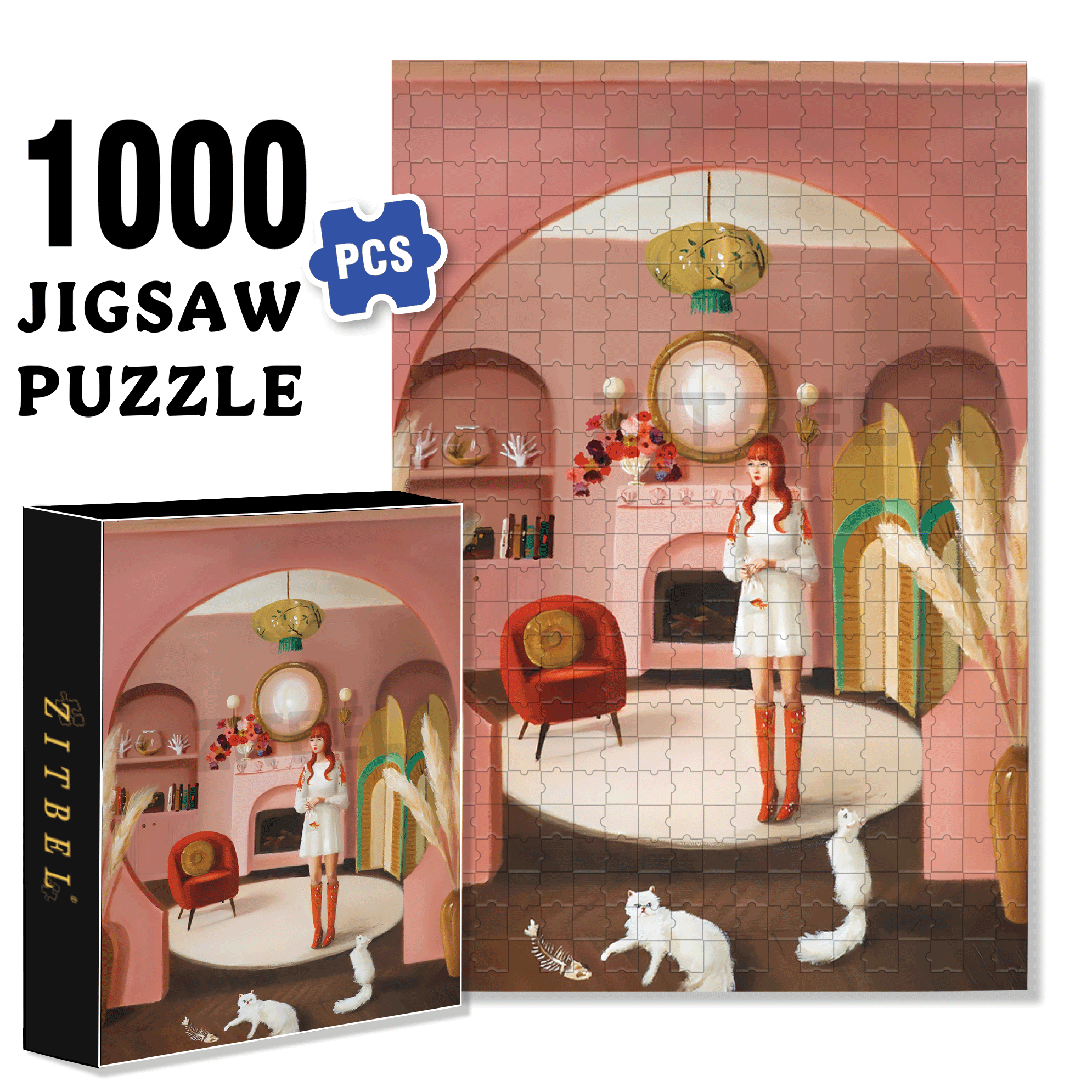 The Goldfish Bowl 500pcs/1000pcs Jigsaw Puzzle, Scratch-Resistant, Interactive Family Game & Brain-Boosting DIY Decor, Perfect for Halloween, Christmas & New Year Gifts, Family Puzzle Game