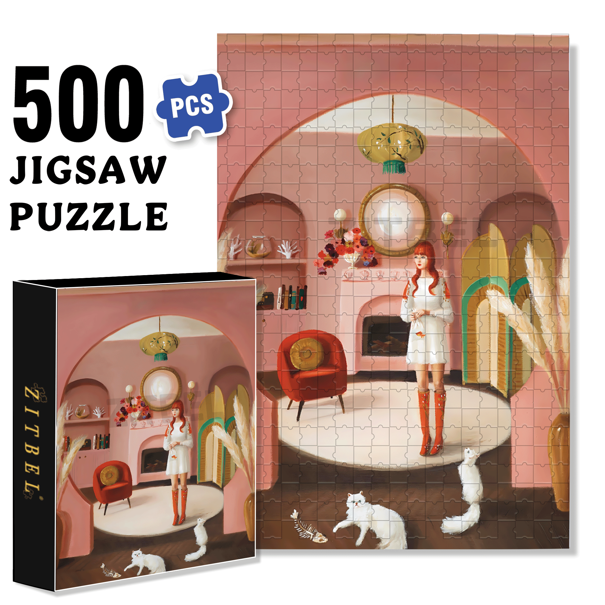 The Goldfish Bowl 500pcs/1000pcs Jigsaw Puzzle, Scratch-Resistant, Interactive Family Game & Brain-Boosting DIY Decor, Perfect for Halloween, Christmas & New Year Gifts, Family Puzzle Game