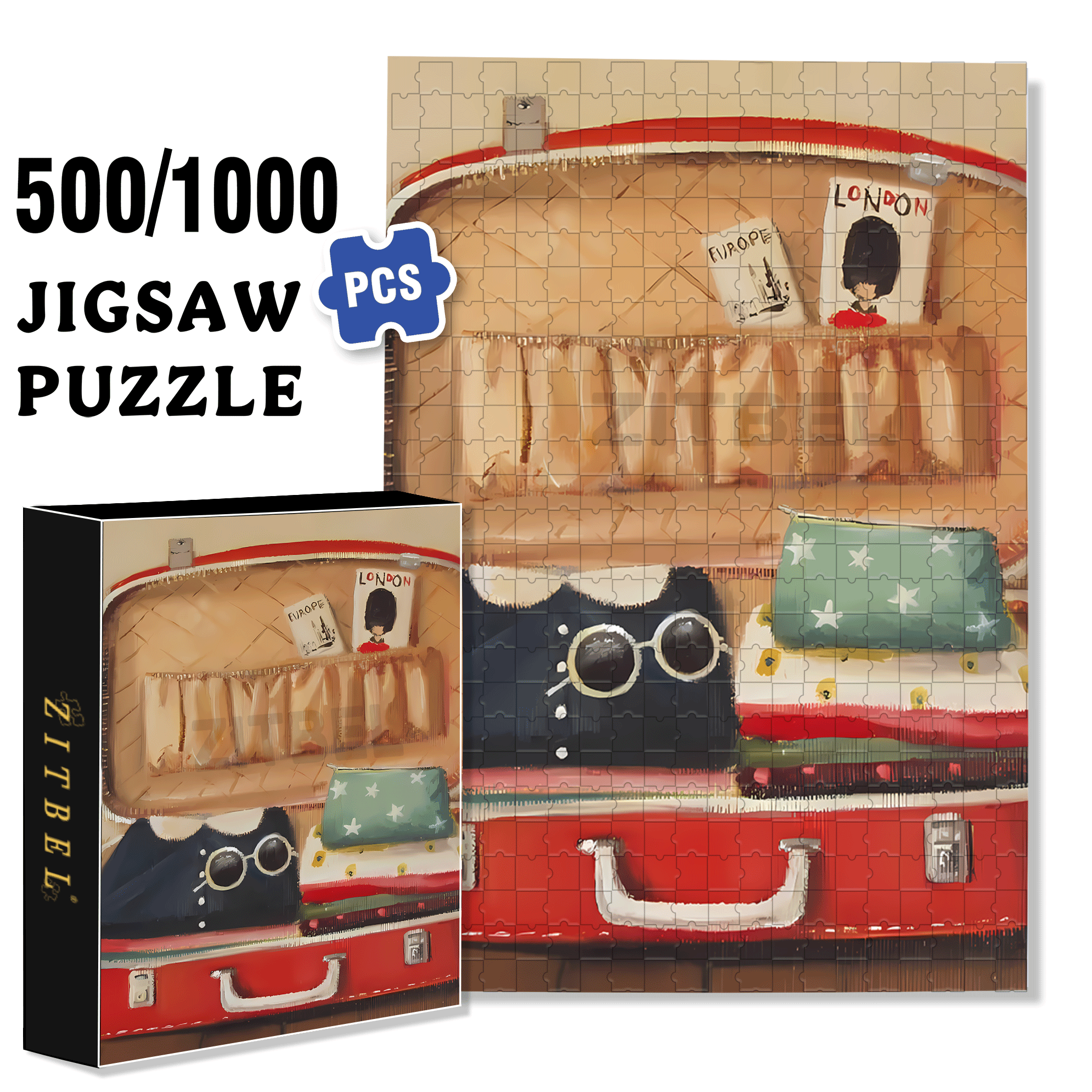 To London 500pcs/1000pcs Jigsaw Puzzle, Scratch-Resistant, Interactive Family Game & Brain-Boosting DIY Decor, Perfect for Halloween, Christmas & New Year Gifts, Family Puzzle Game