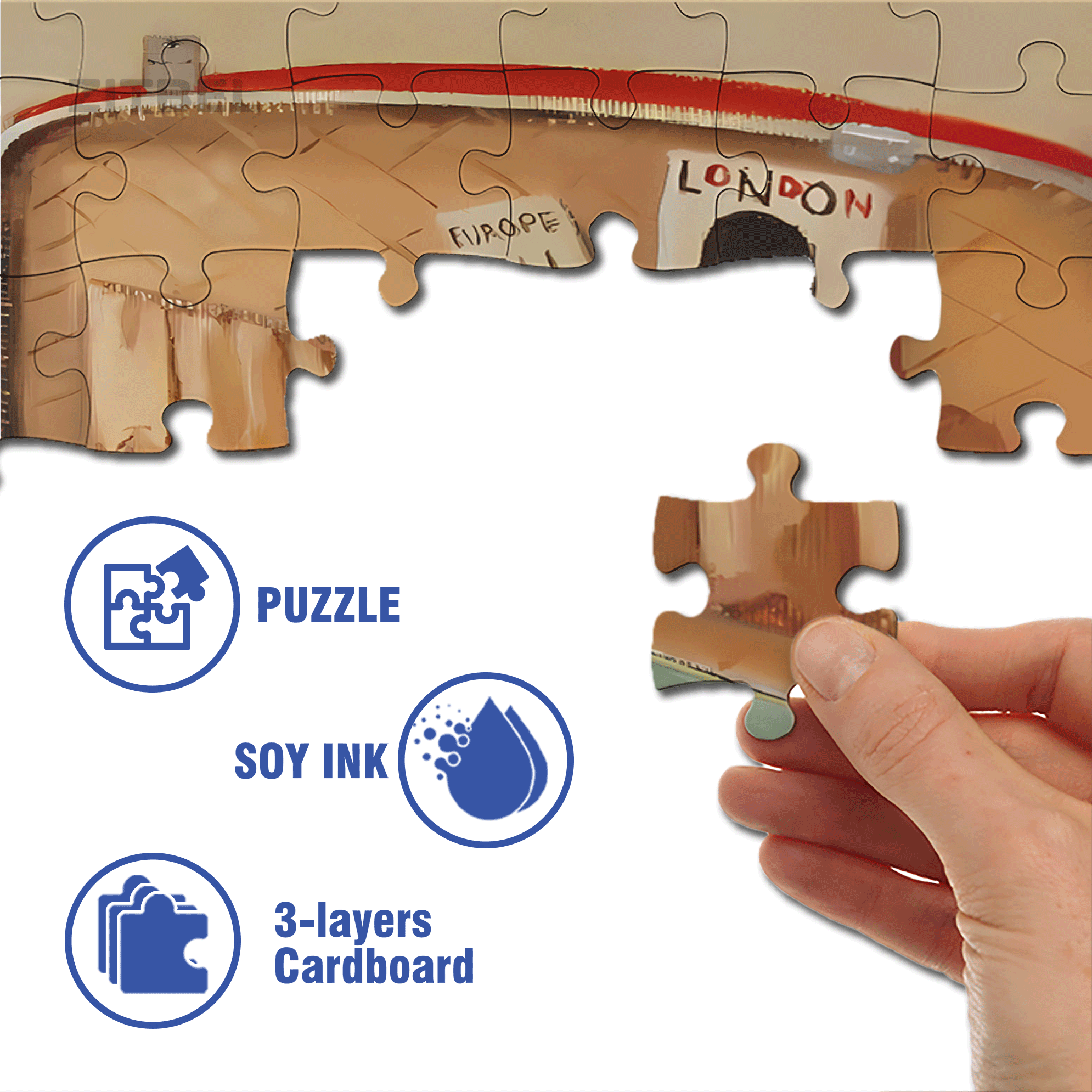 To London 500pcs/1000pcs Jigsaw Puzzle, Scratch-Resistant, Interactive Family Game & Brain-Boosting DIY Decor, Perfect for Halloween, Christmas & New Year Gifts, Family Puzzle Game