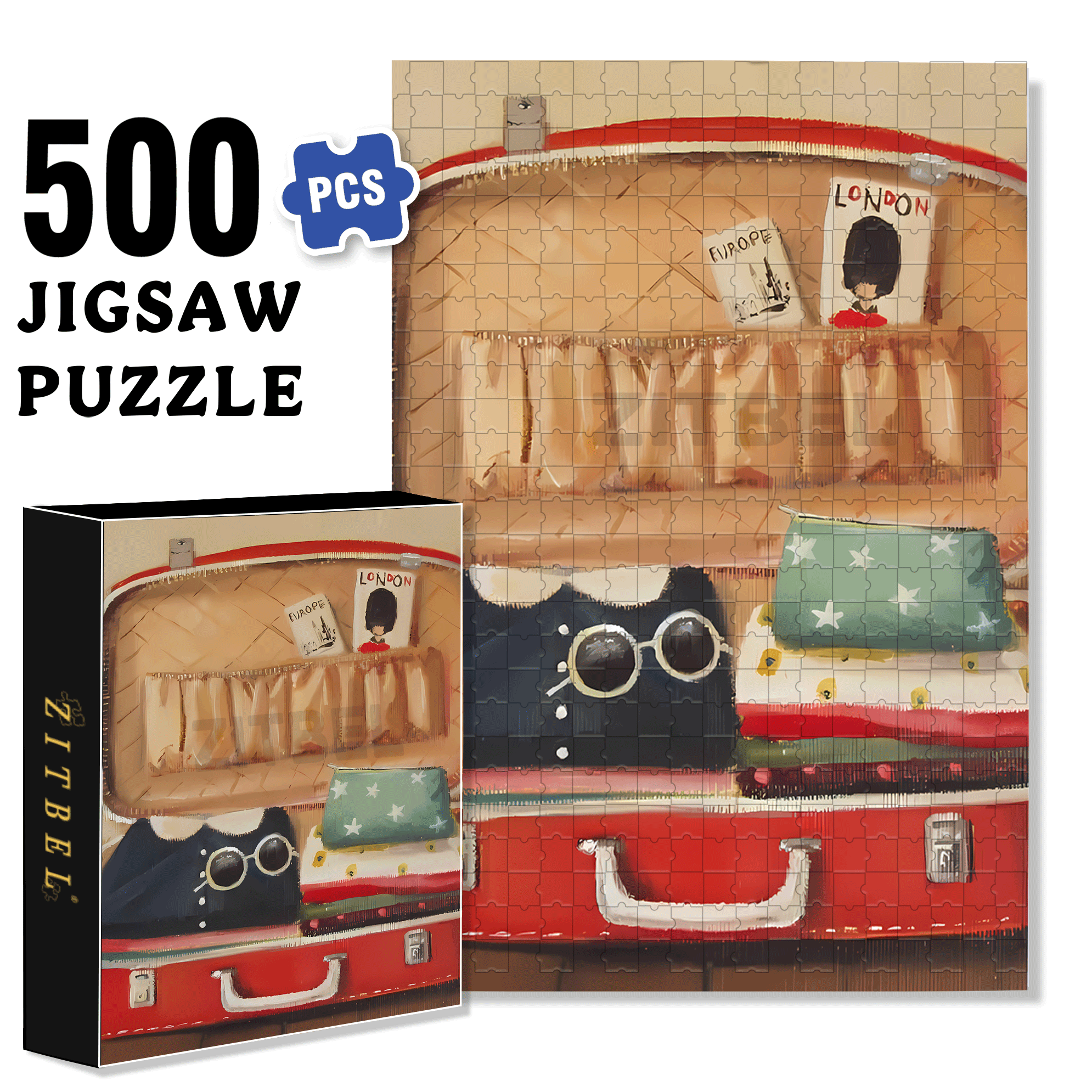 To London 500pcs/1000pcs Jigsaw Puzzle, Scratch-Resistant, Interactive Family Game & Brain-Boosting DIY Decor, Perfect for Halloween, Christmas & New Year Gifts, Family Puzzle Game