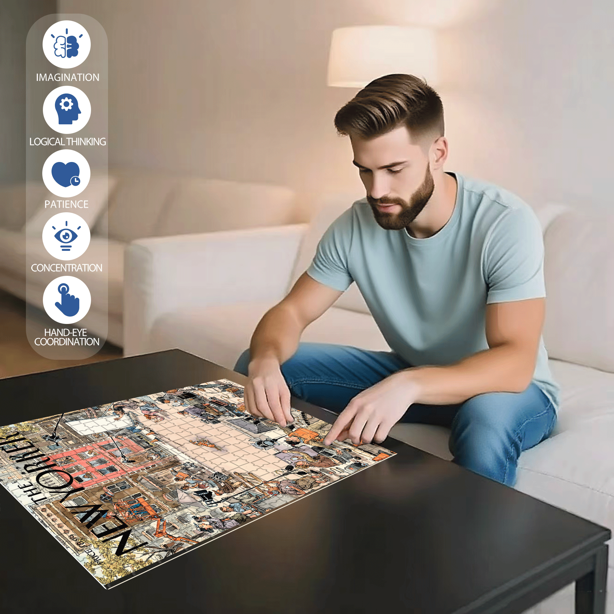 Top Dog 500pcs/1000pcs Jigsaw Puzzle, Scratch-Resistant, Interactive Family Game & Brain-Boosting DIY Decor, Perfect for Halloween, Christmas & New Year Gifts, Family Puzzle Game