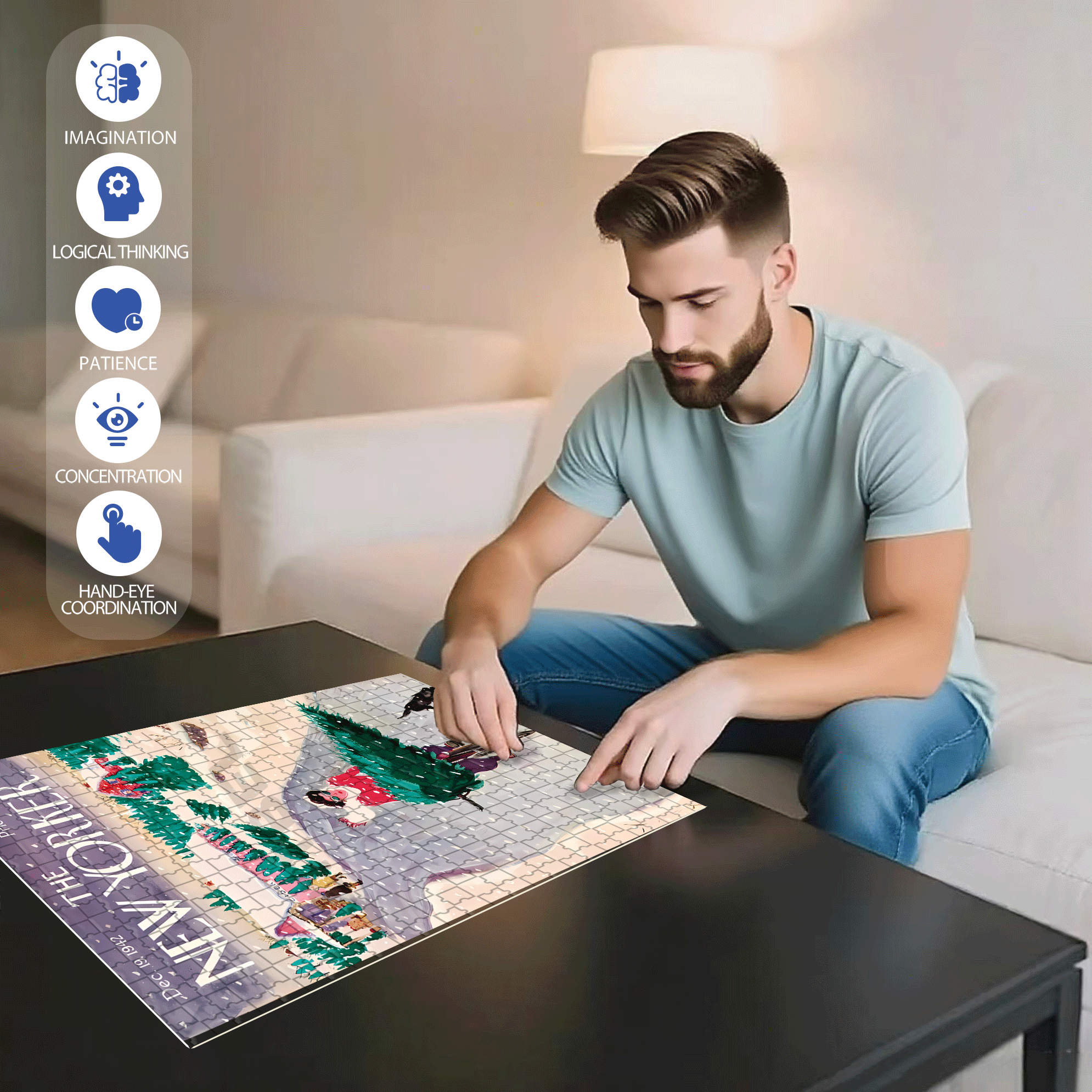Tree Shopping 500pcs/1000pcs Jigsaw Puzzle, Scratch-Resistant, Interactive Family Game & Brain-Boosting DIY Decor, Perfect for Halloween, Christmas & New Year Gifts, Family Puzzle Game