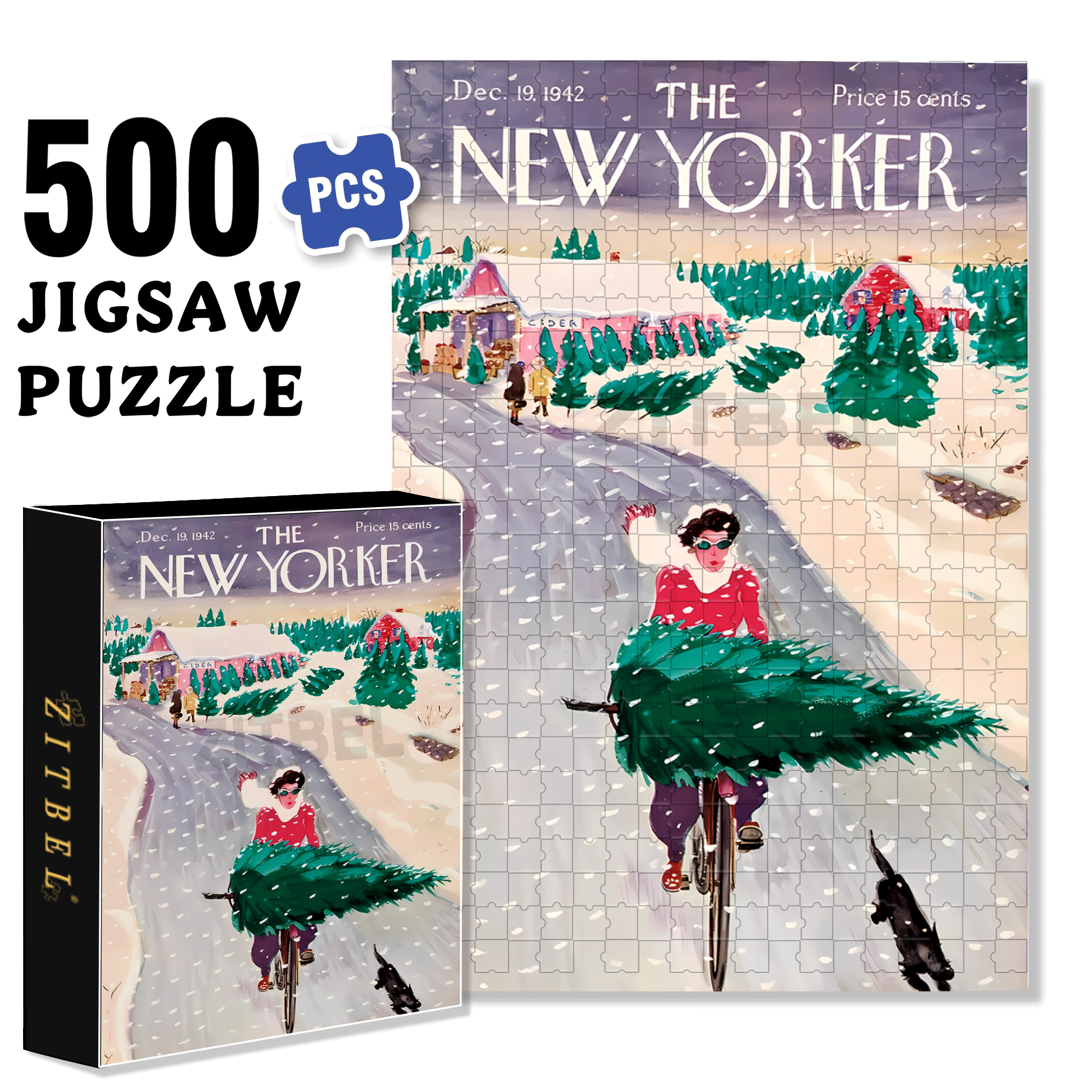 Tree Shopping 500pcs/1000pcs Jigsaw Puzzle, Scratch-Resistant, Interactive Family Game & Brain-Boosting DIY Decor, Perfect for Halloween, Christmas & New Year Gifts, Family Puzzle Game