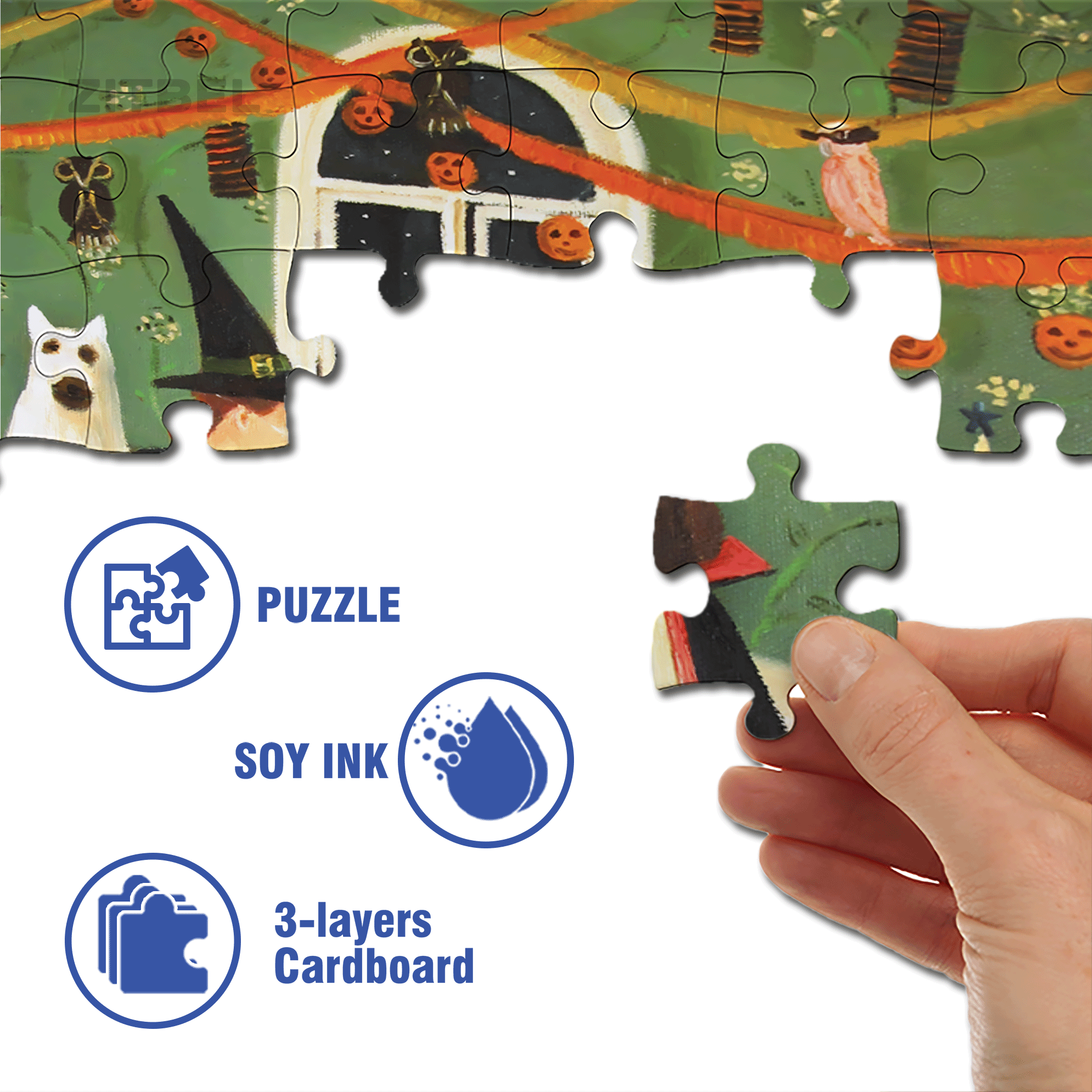 Tricks & Treats 500pcs/1000pcs Jigsaw Puzzle, Scratch-Resistant, Interactive Family Game & Brain-Boosting DIY Decor, Perfect for Halloween, Christmas & New Year Gifts, Family Puzzle Game