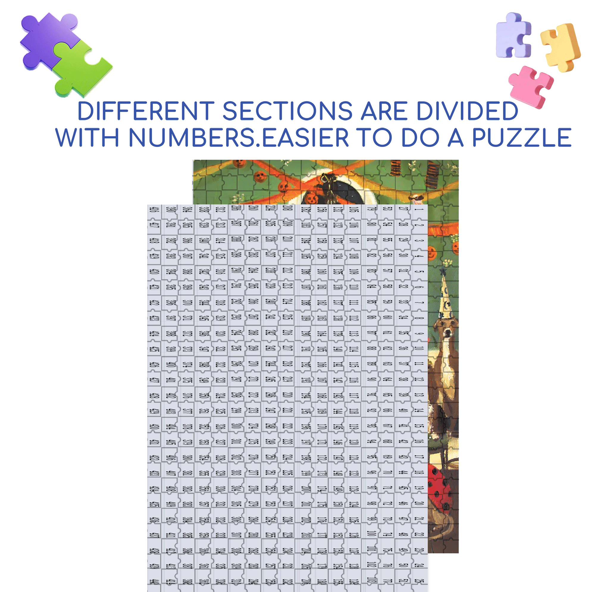 Tricks & Treats 500pcs/1000pcs Jigsaw Puzzle, Scratch-Resistant, Interactive Family Game & Brain-Boosting DIY Decor, Perfect for Halloween, Christmas & New Year Gifts, Family Puzzle Game