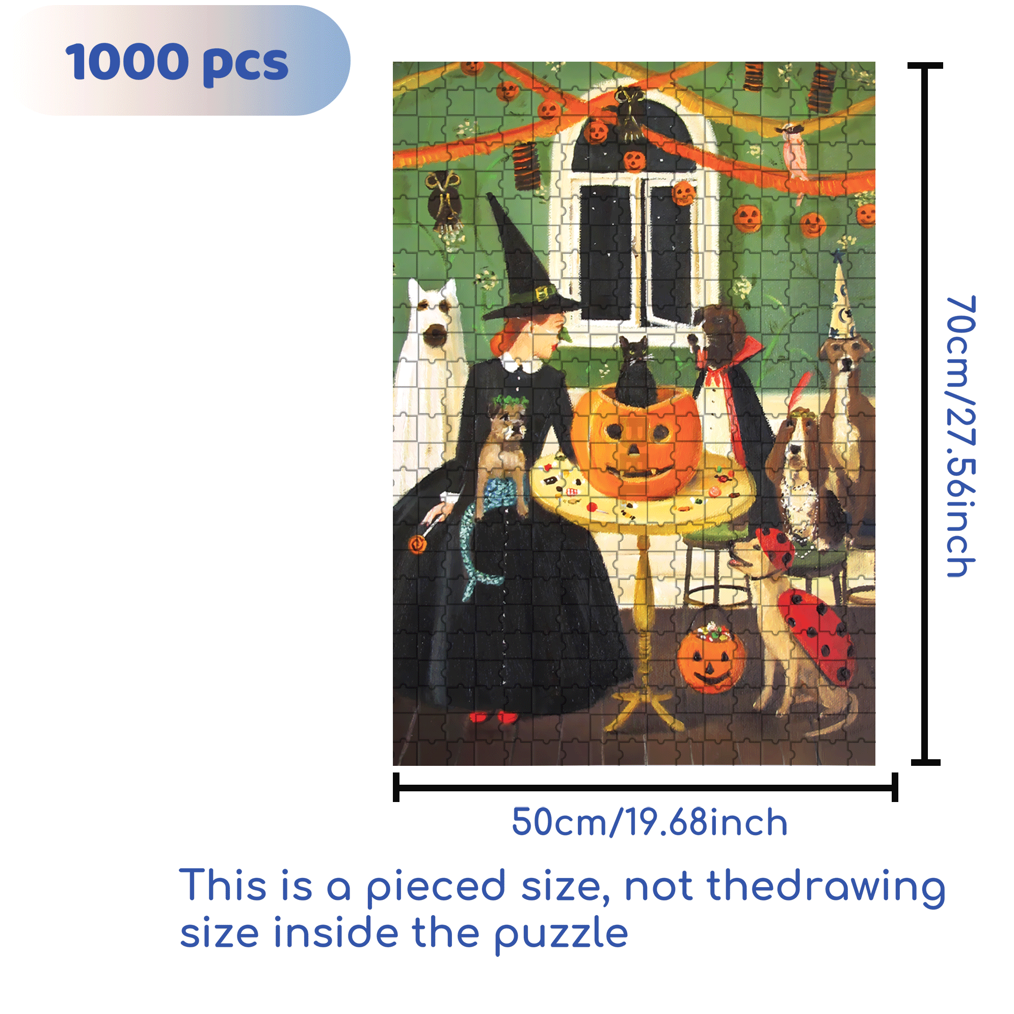 Tricks & Treats 500pcs/1000pcs Jigsaw Puzzle, Scratch-Resistant, Interactive Family Game & Brain-Boosting DIY Decor, Perfect for Halloween, Christmas & New Year Gifts, Family Puzzle Game